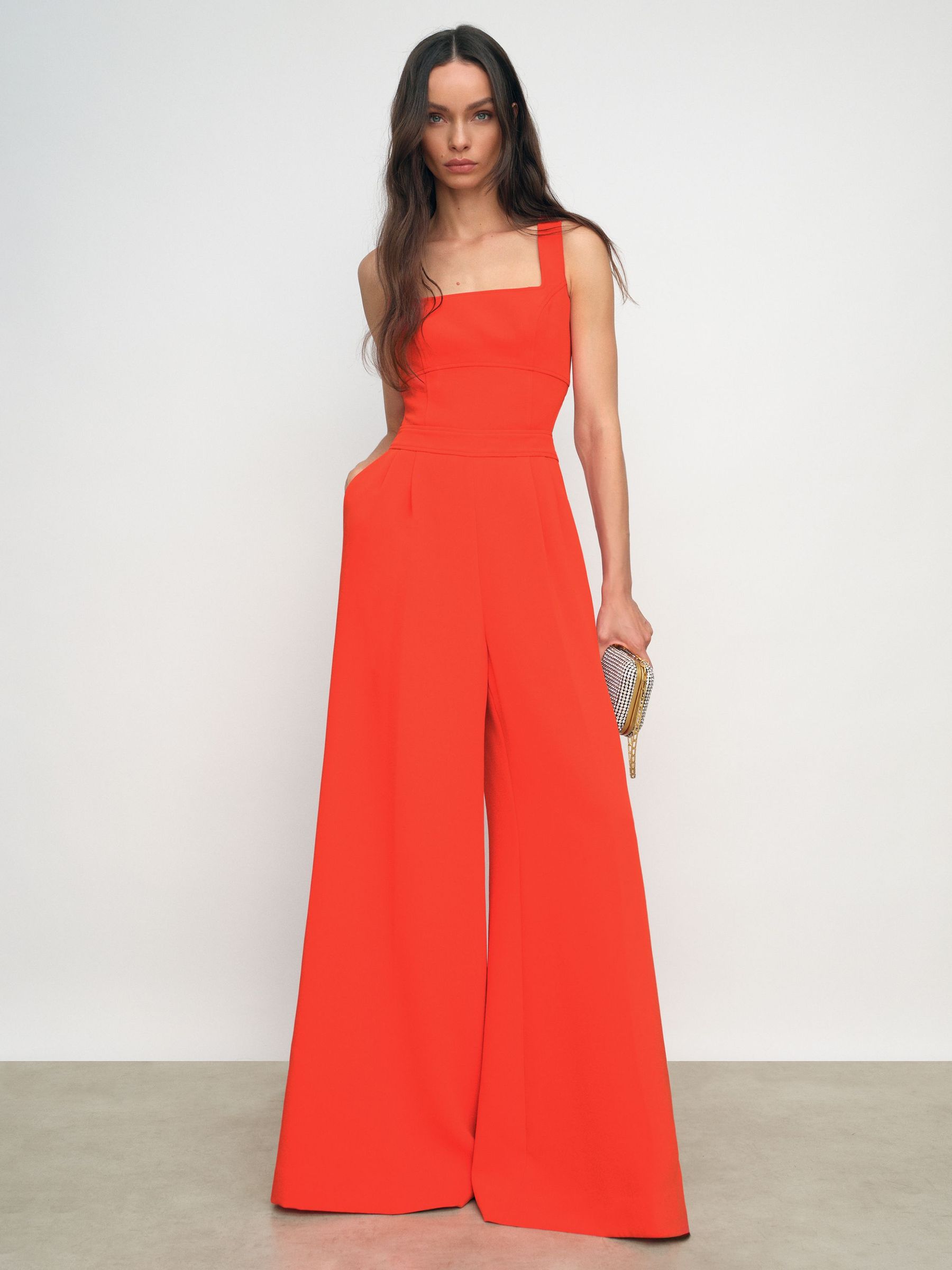 Wide-Leg Cut-Out Jumpsuit in Orange (V12834) | £248