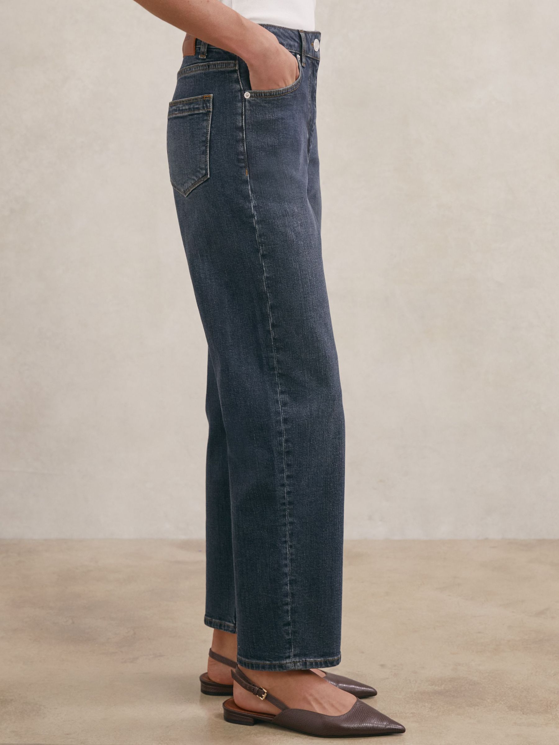 Petite Mid-Rise Straight-Leg Jeans in Antique Mid Blue (V12841) | £120