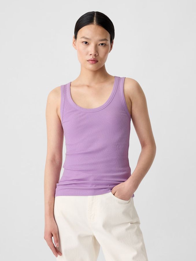 Purple Soft Ribbed Sleeveless Vest Top (V13397) | £7