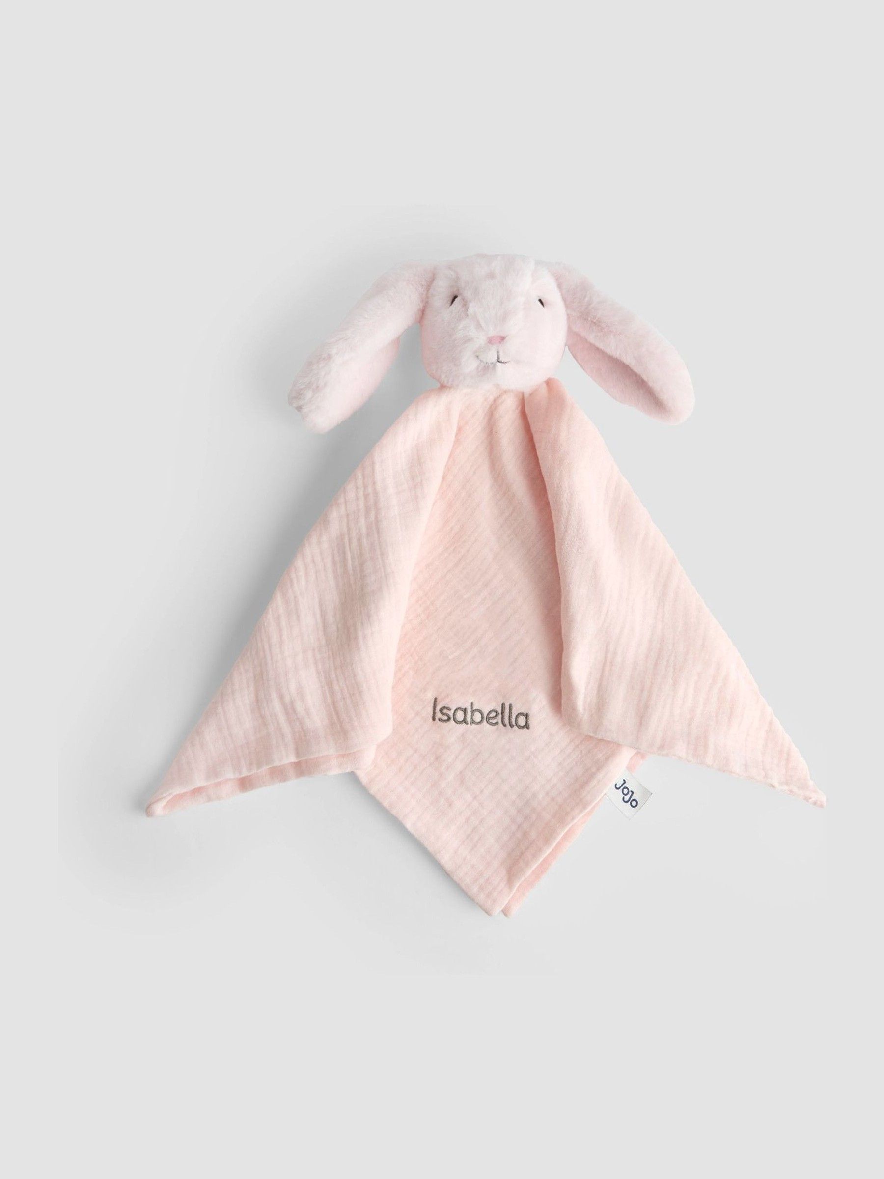 Pink Bella Bunny Personalised Plush Muslin Comforter (V19127) | £20