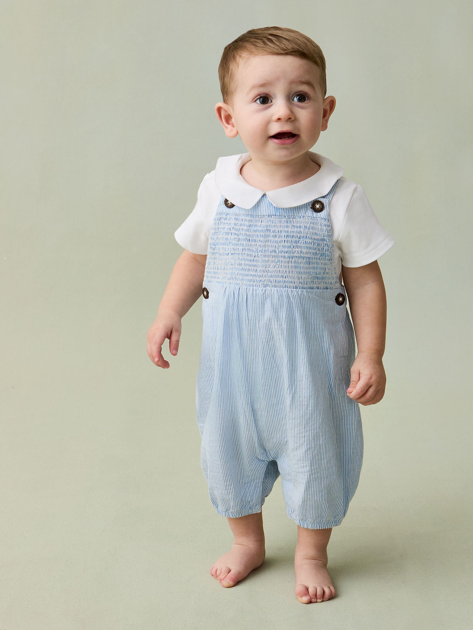 Blue 2-Piece Smocked Dungarees & Body Set (V19617) | £32 - £34