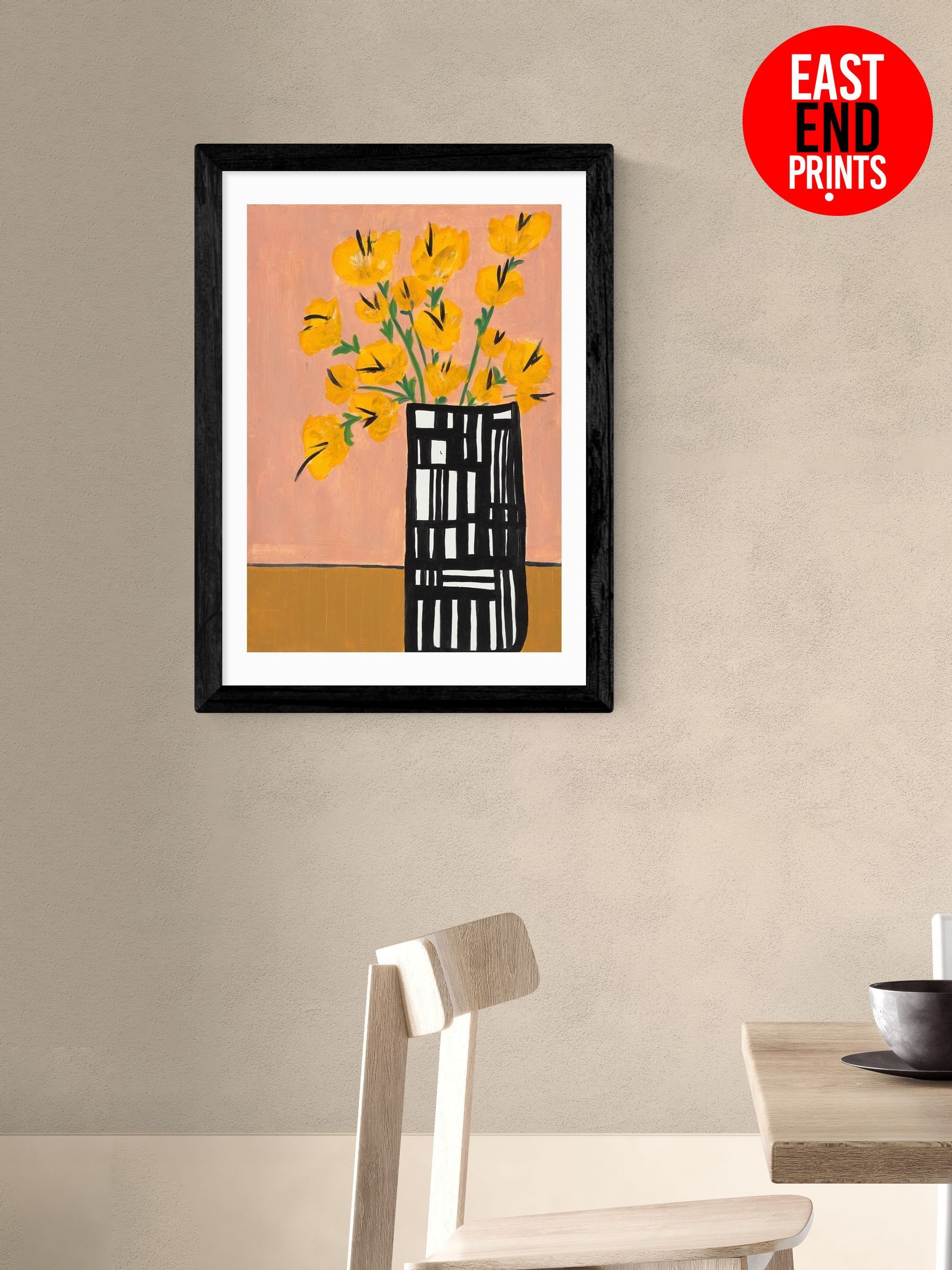 Black Black and White Vase Wall Art Print by Lucy Muss (V19668) | £50 - £130
