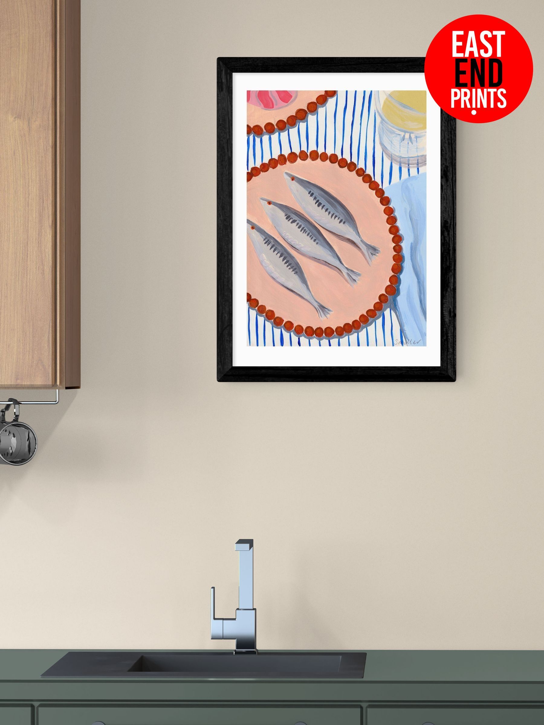 Black Sardines Supper Wall Art Print by Susie Miller (V19673) | £50 - £130