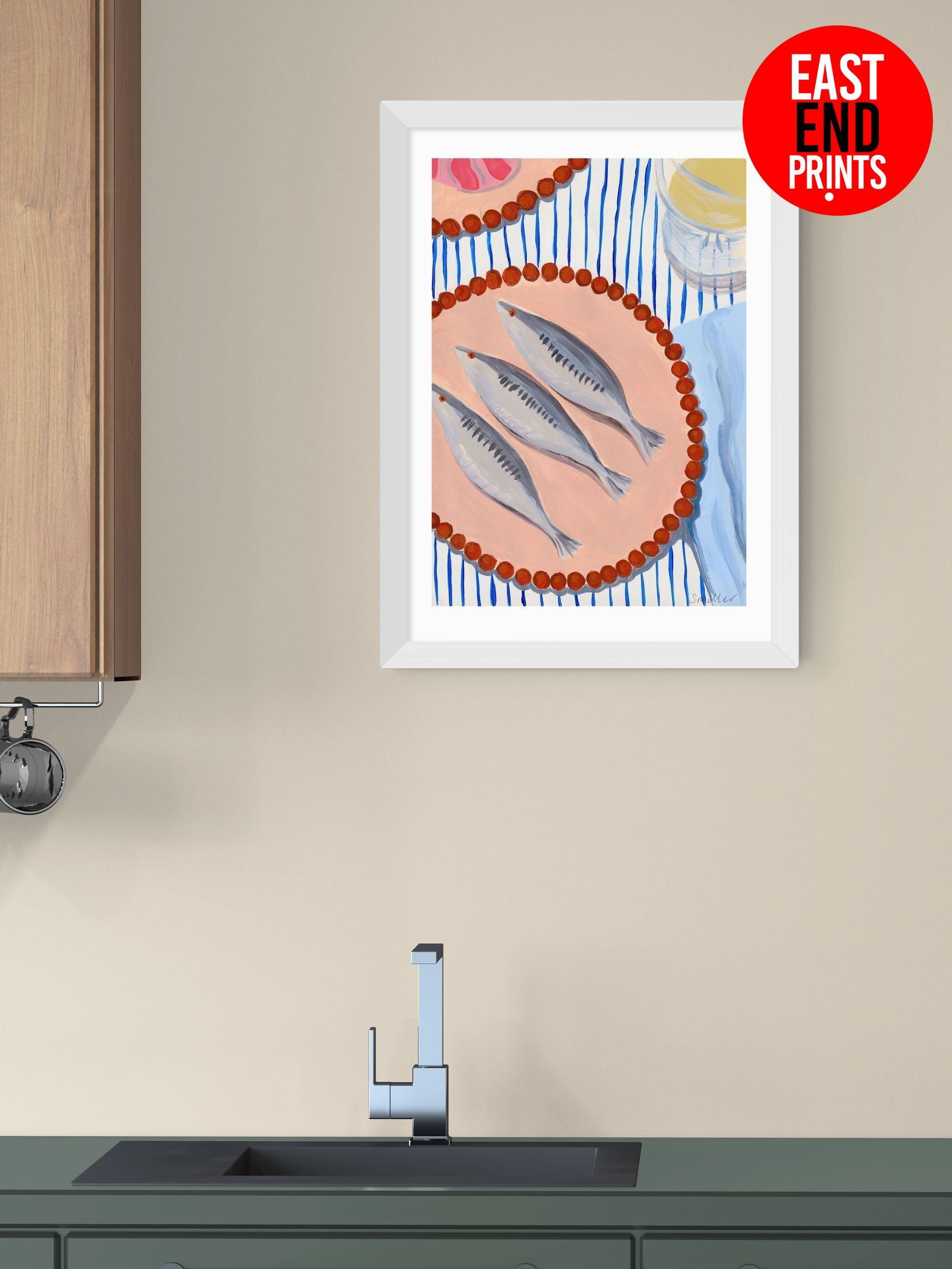 White Sardines Supper Wall Art Print by Susie Miller (V19677) | £50 - £130