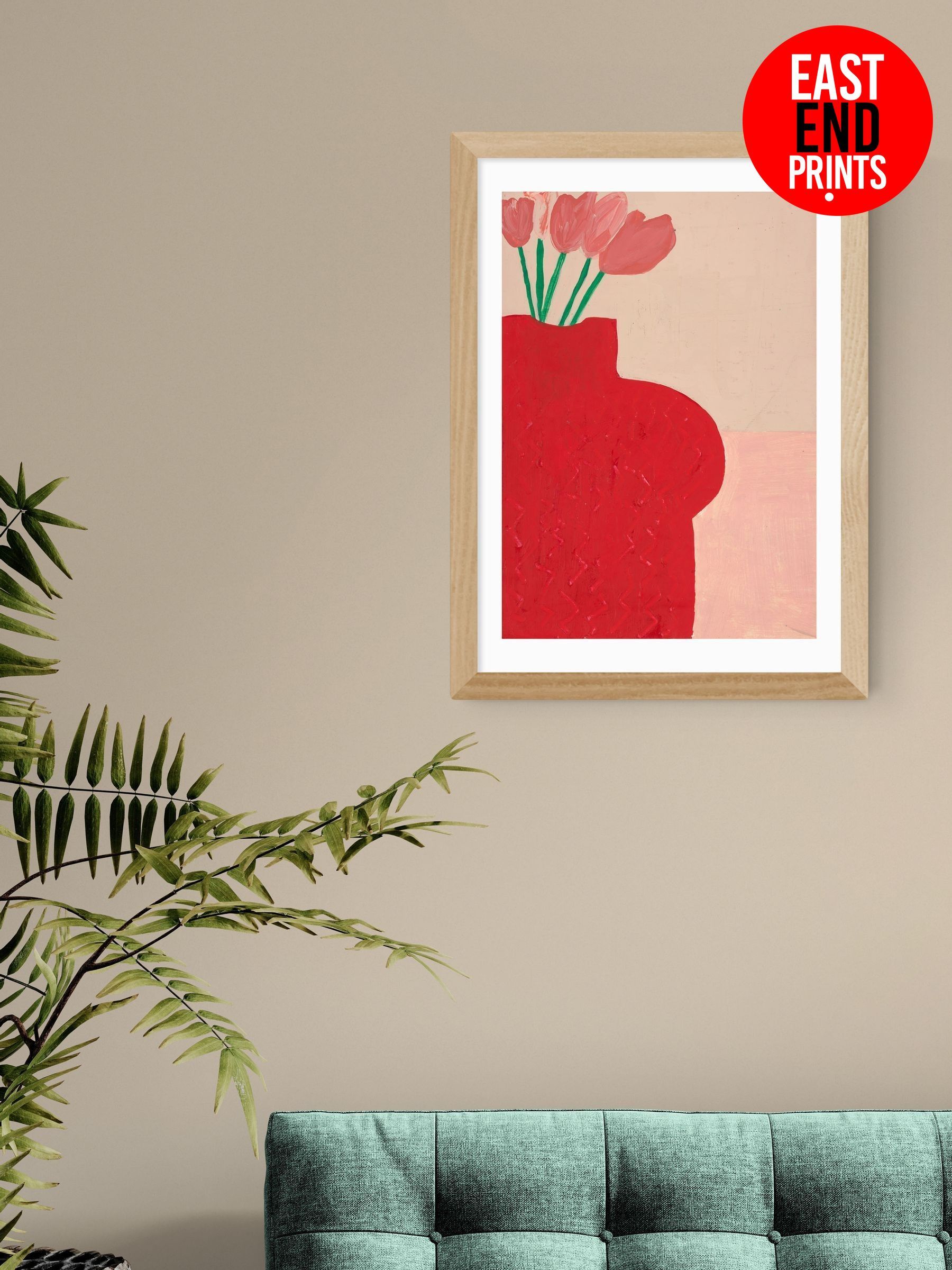 Oak Red Bust Vase Wall Art Print by Lucy Muss (V19680) | £50 - £130