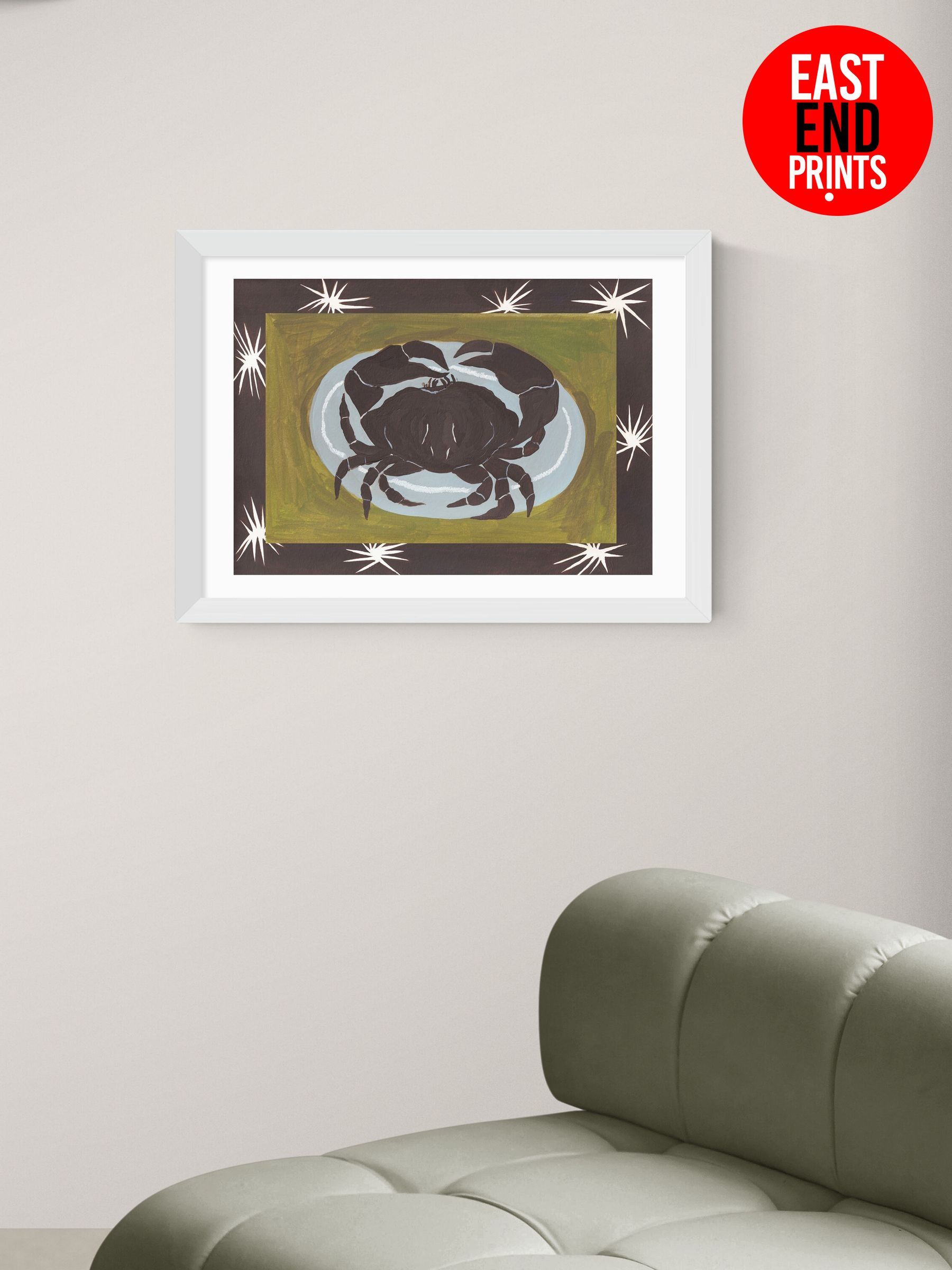 White Crab Cancer Star Sign Wall Art Print by Jazmine Joye (V19682) | £50 - £130