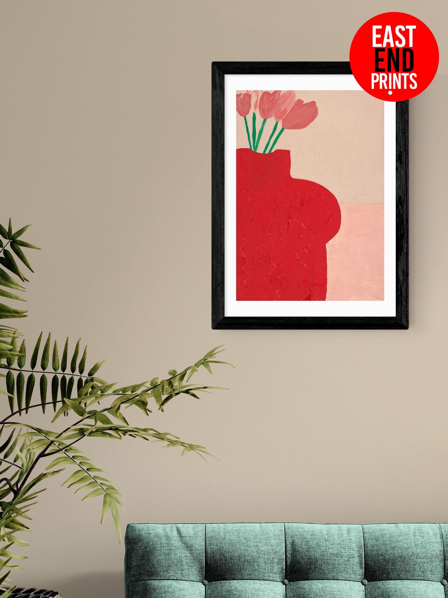 Black Red Bust Vase Wall Art Print by Lucy Muss (V19691) | £50 - £130