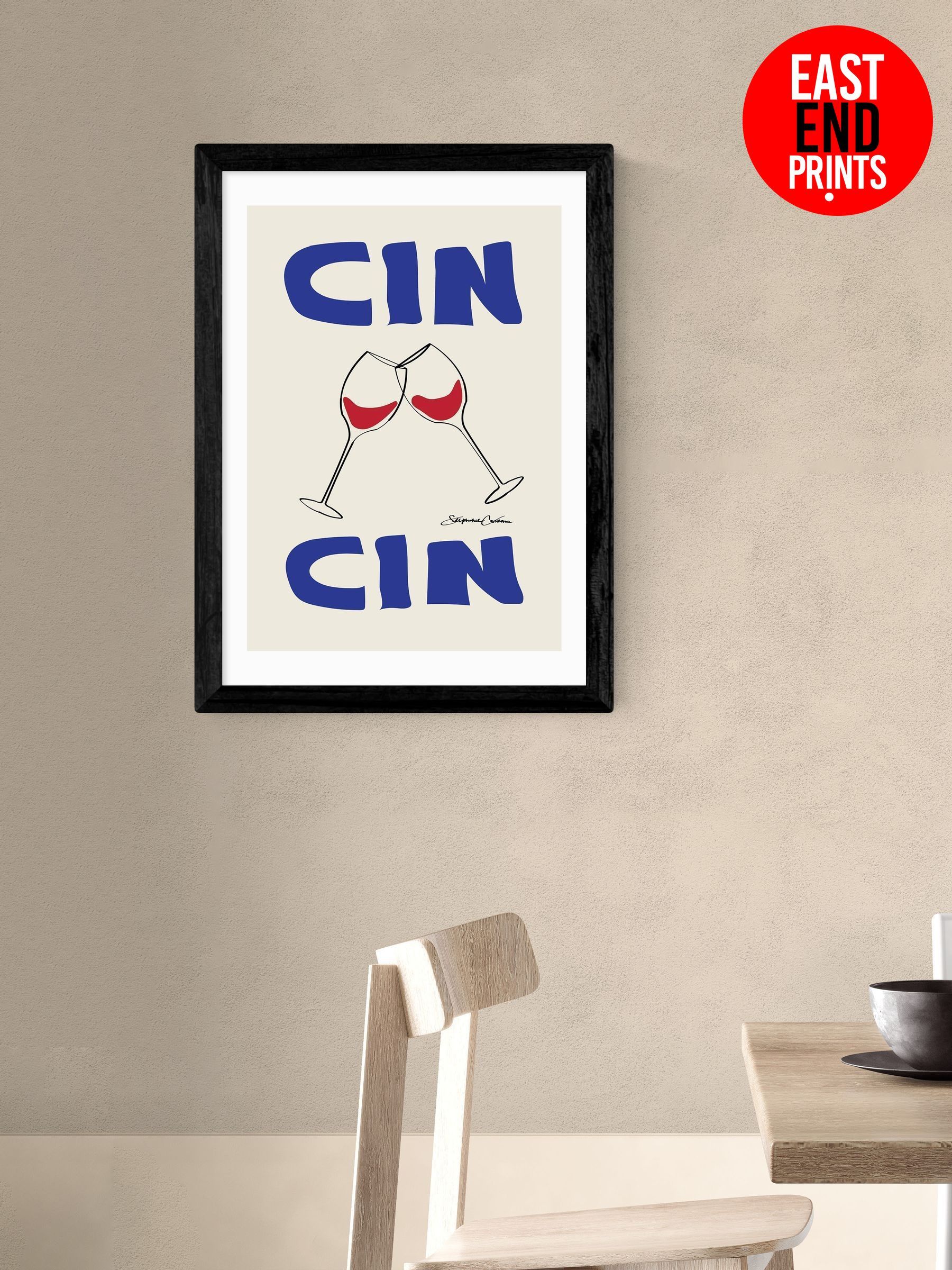 Black Cin Cin Wall Art Print by Stephie Cardona (V19706) | £50 - £130