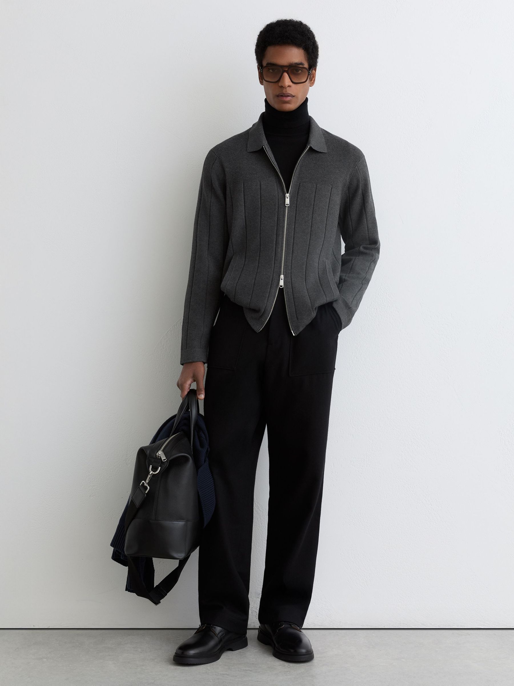 Cardigan in Charcoal Melange (V20378) | £168