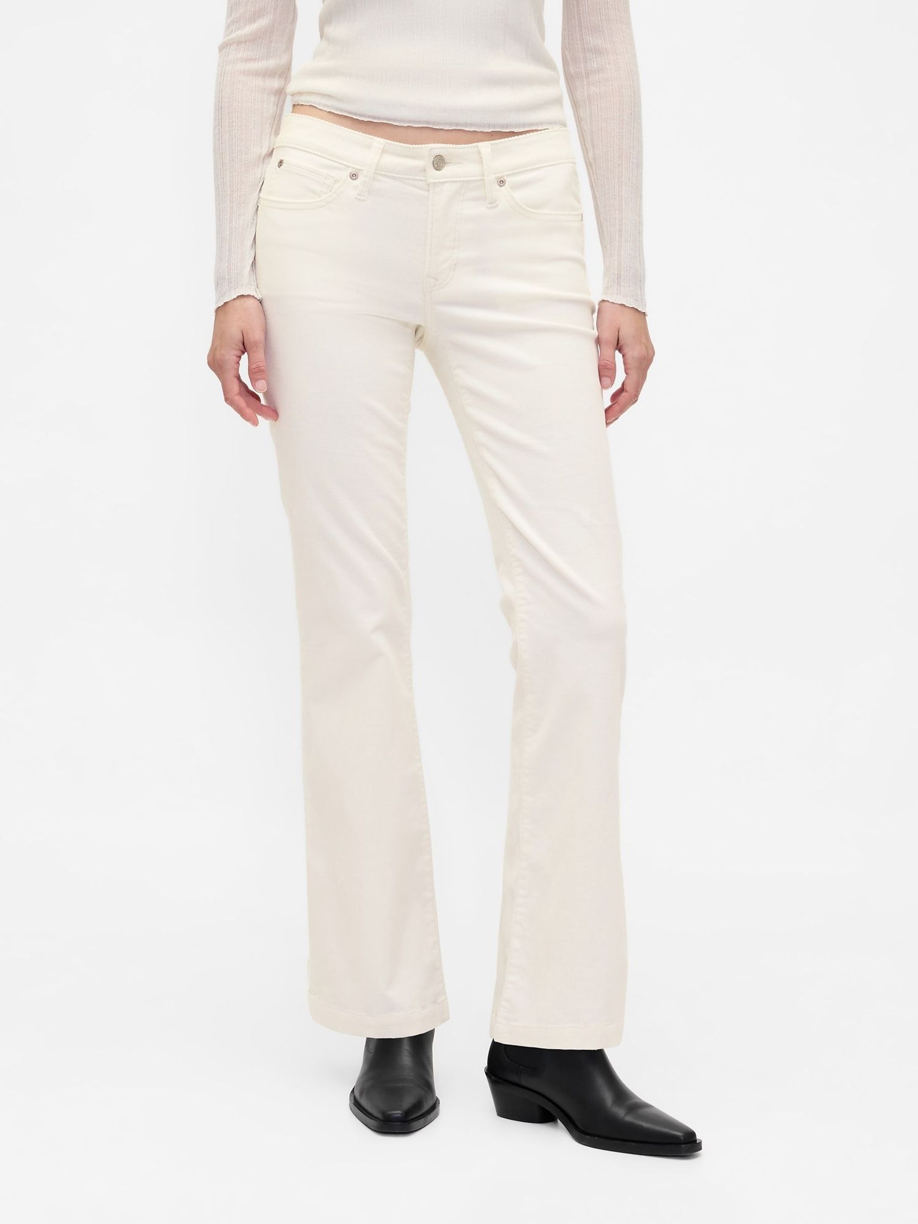 White Low Rise Corduroy Long and Lean Trousers (V20527) | £50