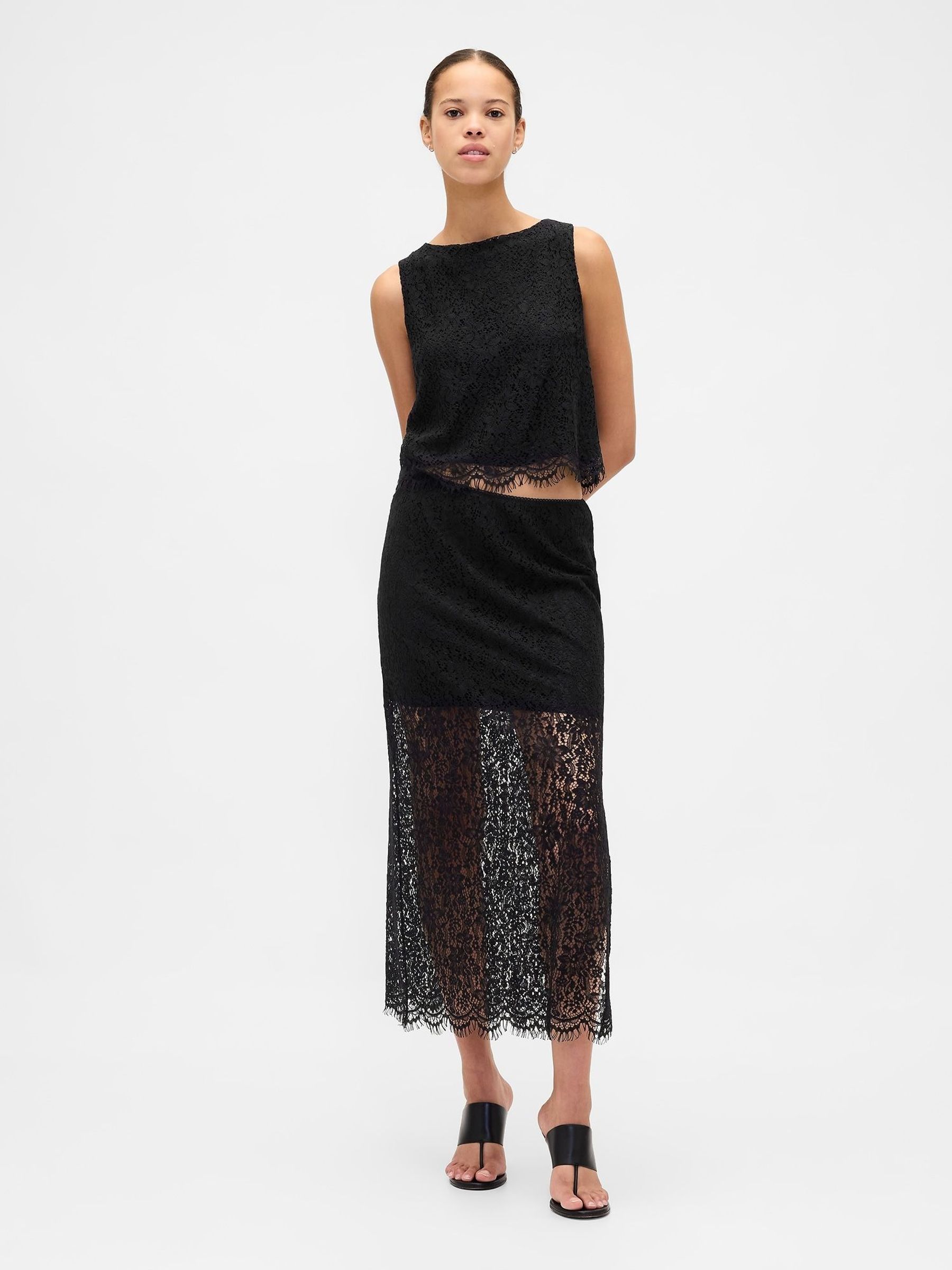 Black Lace Maxi Skirt (V20541) | £65