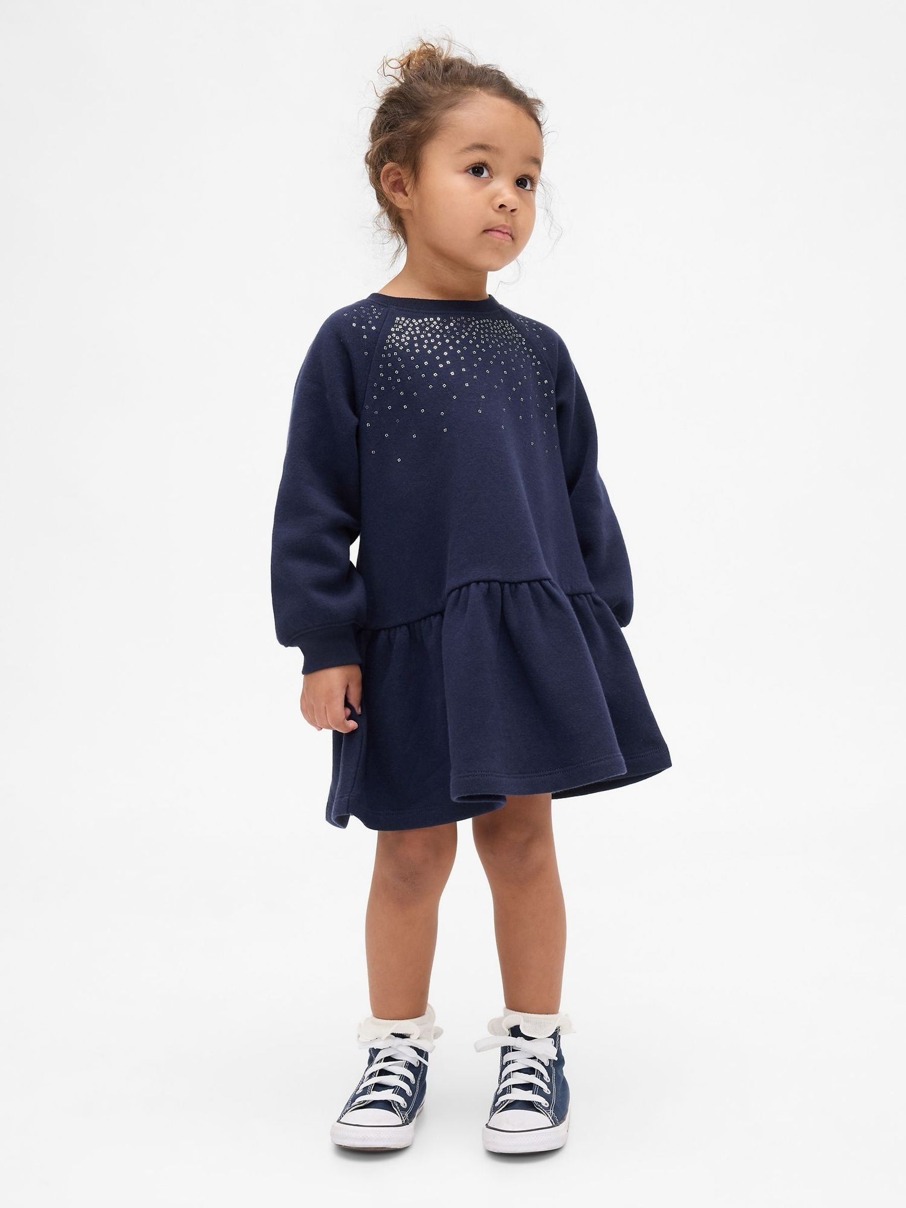 Navy Blue Sweatshirt Dress (2-5yrs) (V20562) | £25
