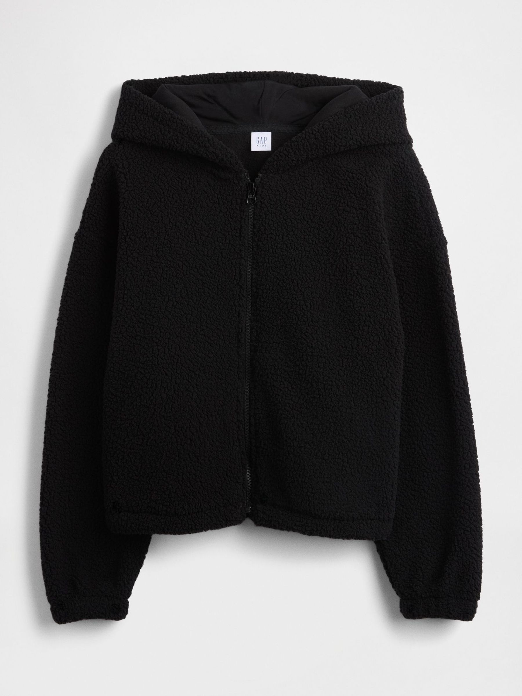 Black Sherpa Relaxed Zip Hoodie (4-13yrs) (V20569) | £25