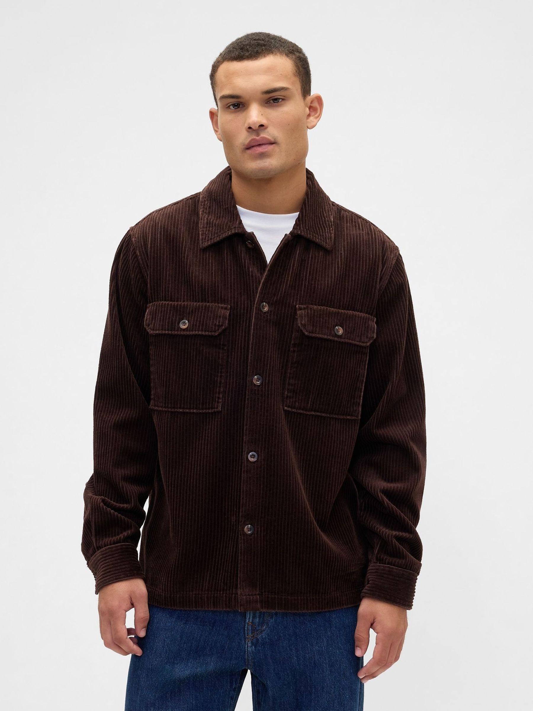 Brown Relaxed Corduroy Overshirt (V20601) | £50