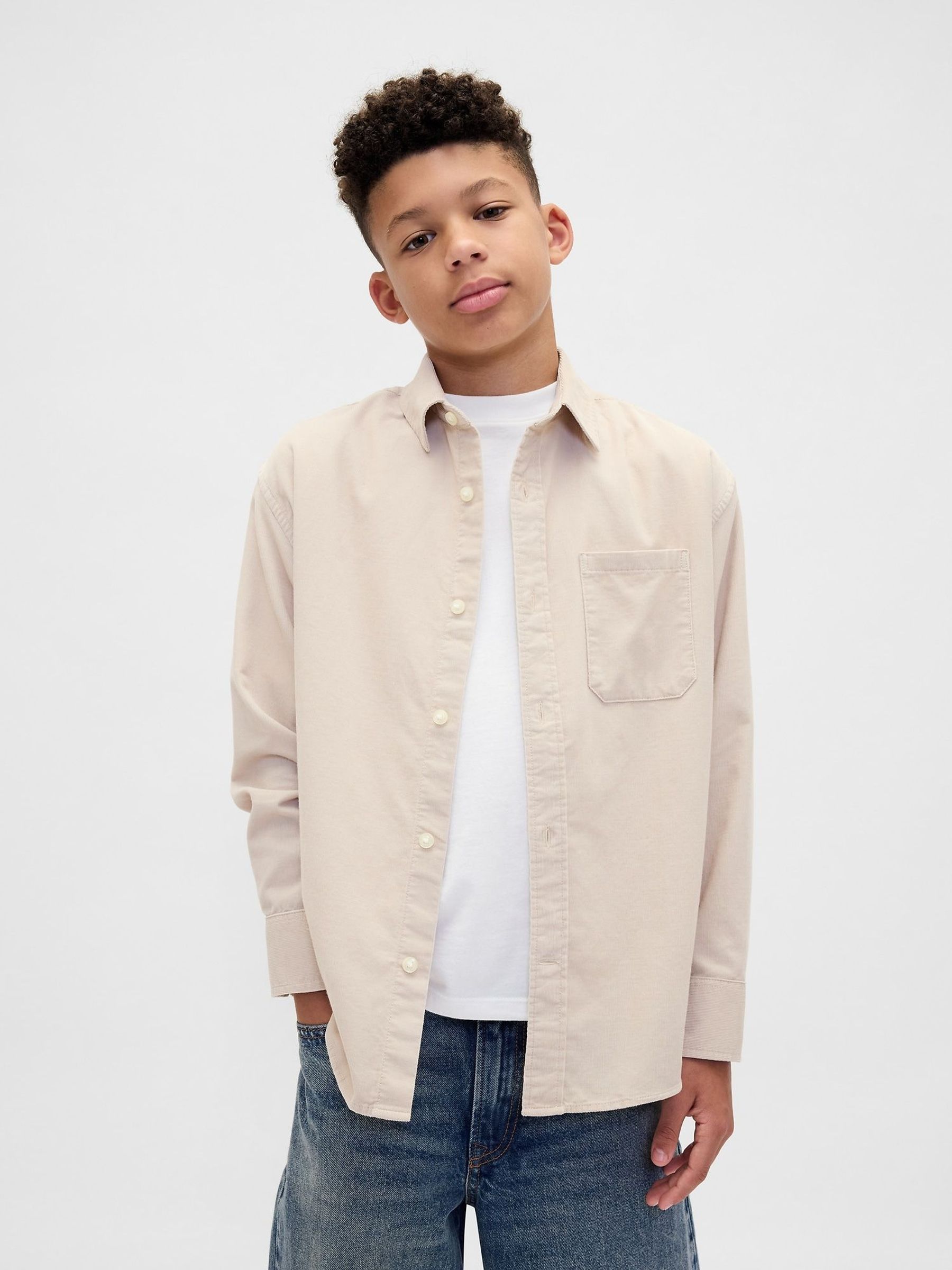 Cream Relaxed Corduroy Shirt (V20605) | £22