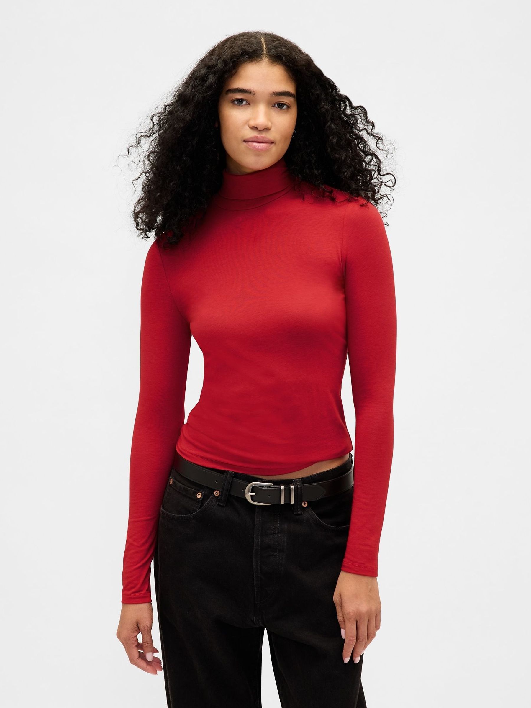Red Featherweight Turtle Neck T-Shirt (V20638) | £18