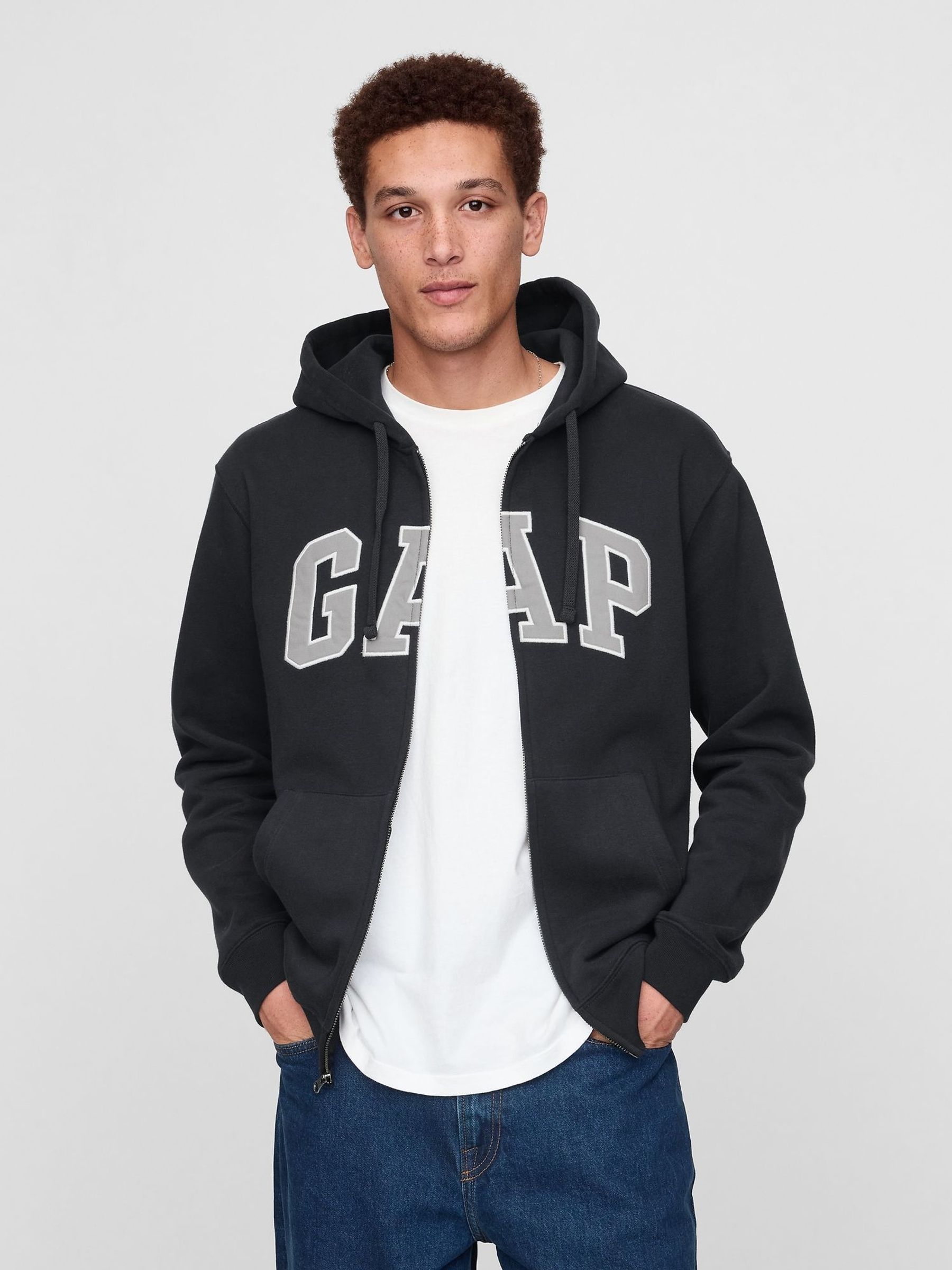Navy Blue VintageSoft Arch Logo Full Zip Hoodie (V20651) | £40