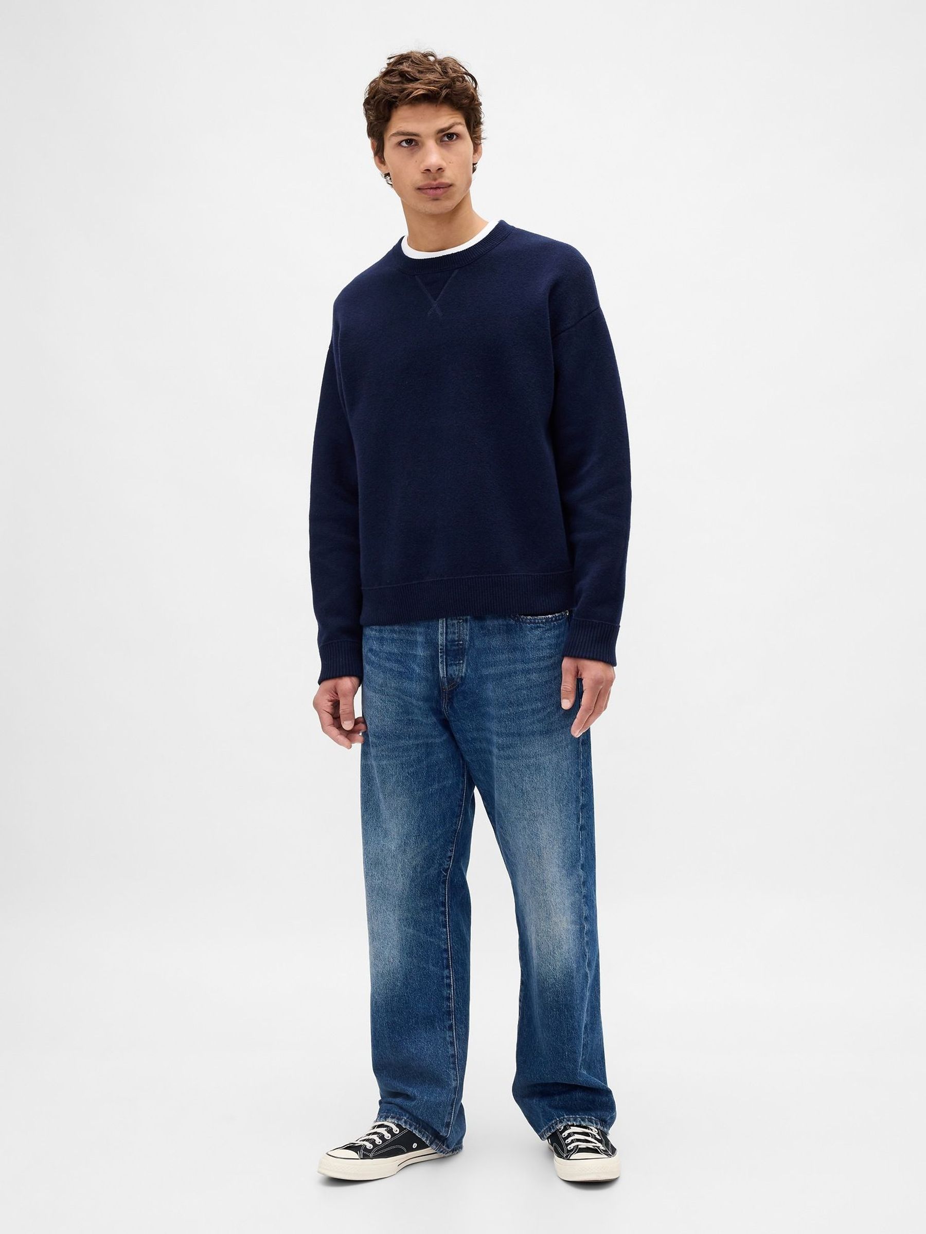 Navy Blue Heavyweight CashSoft Crew Neck Jumper (V20666) | £75