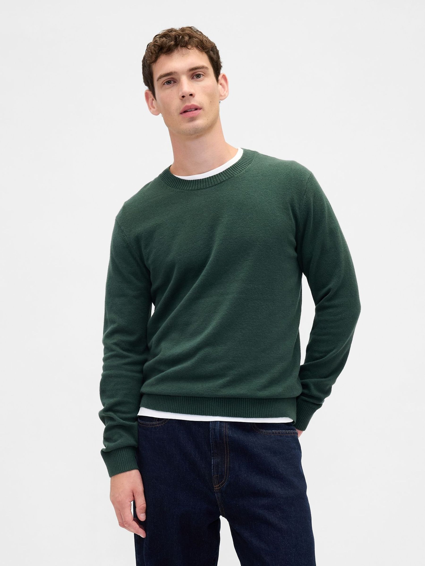 Green CashSoft Crewneck Jumper (V20682) | £40