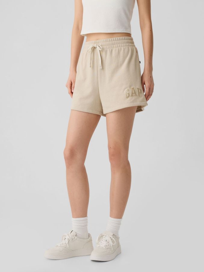Beige Pull On Logo Shorts (V23371) | £10