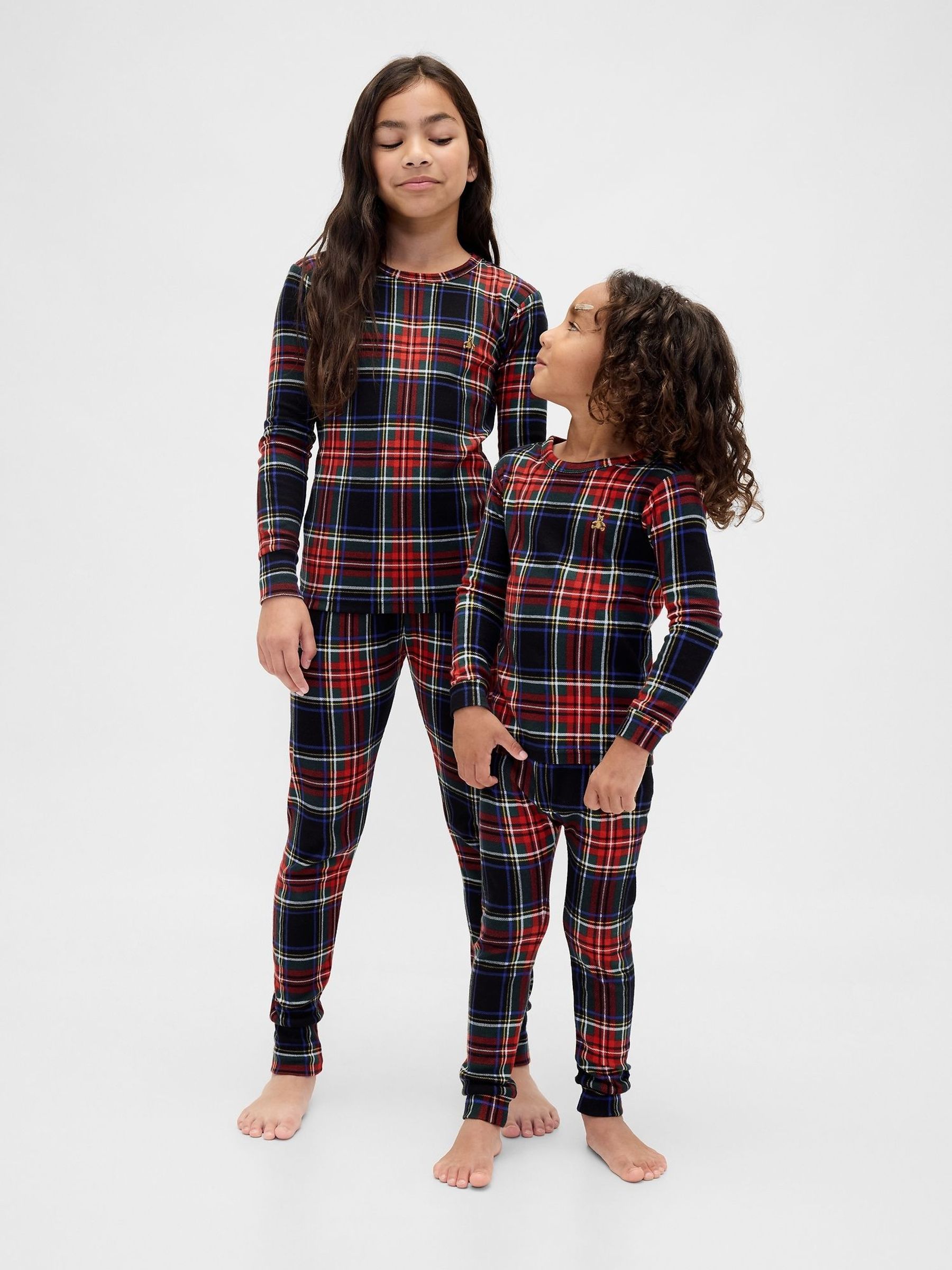 Black Check Cotton Long Sleeve Christmas Pyjamas (V24862) | £18