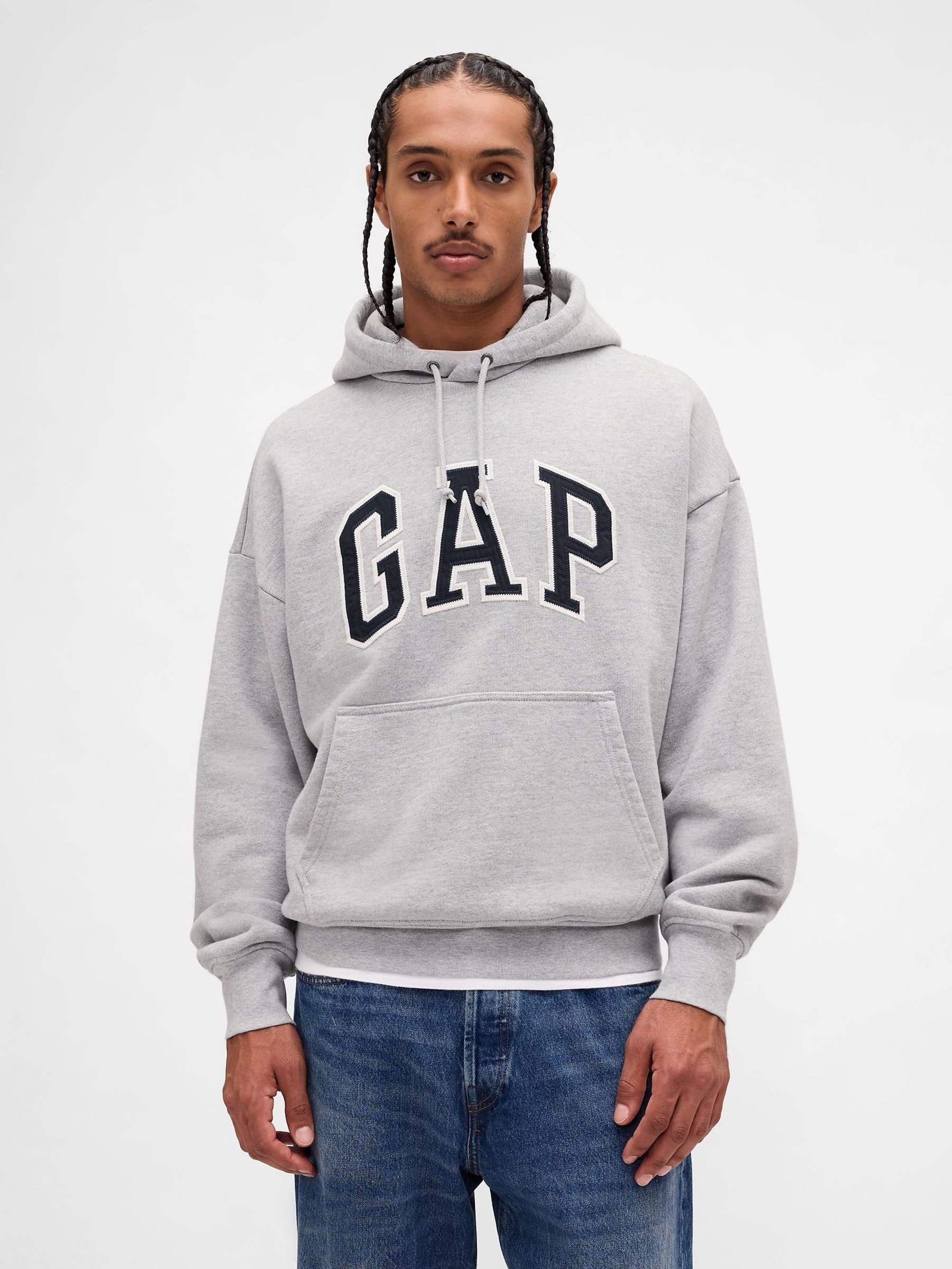 Grey Oversized Extra Heavyweight French Terry Logo Hoodie (V24878) | £95