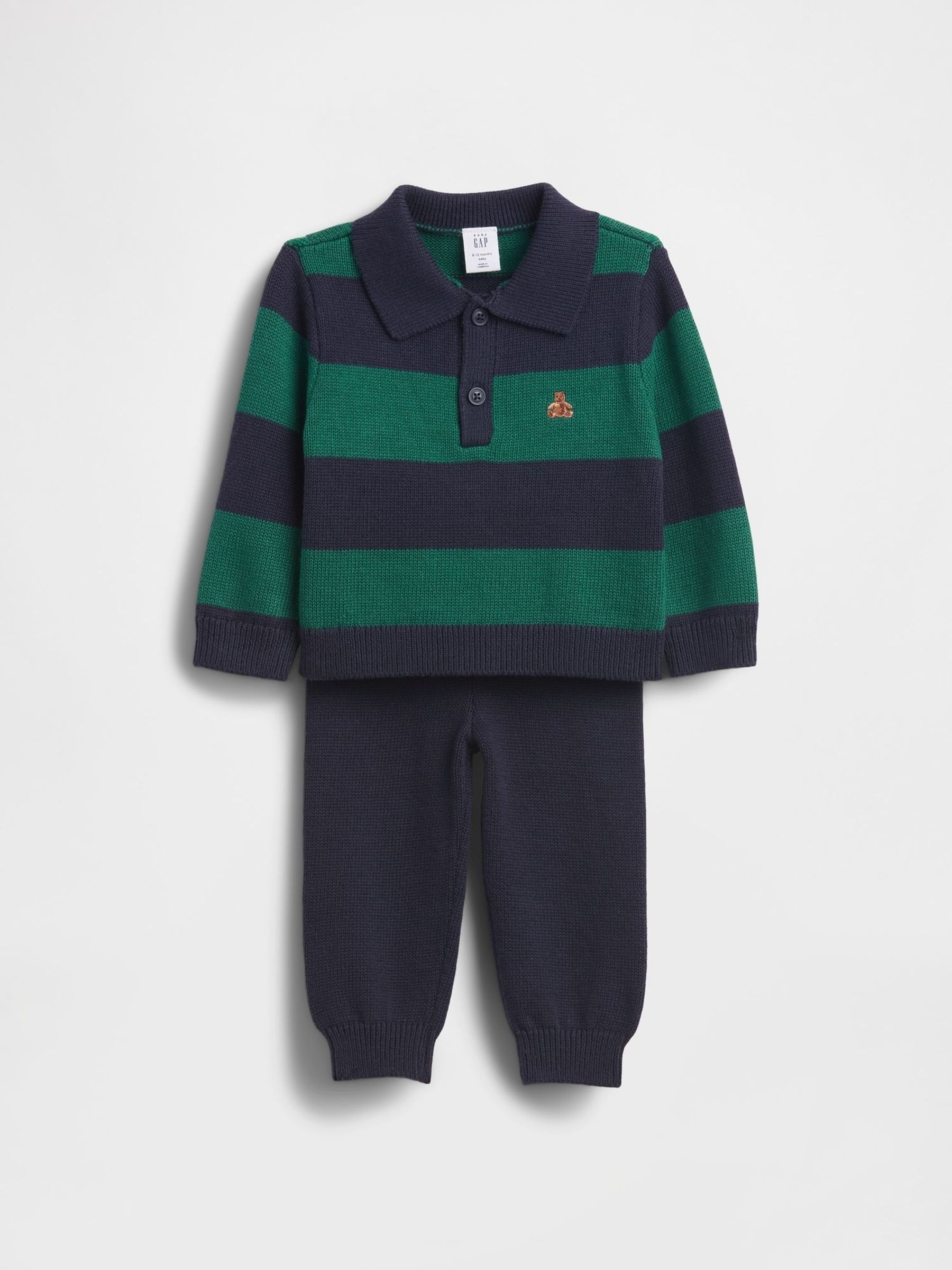 Navy/Green Polo Jumper Outfit Set (Newborn-24mths) (V24889) | £35