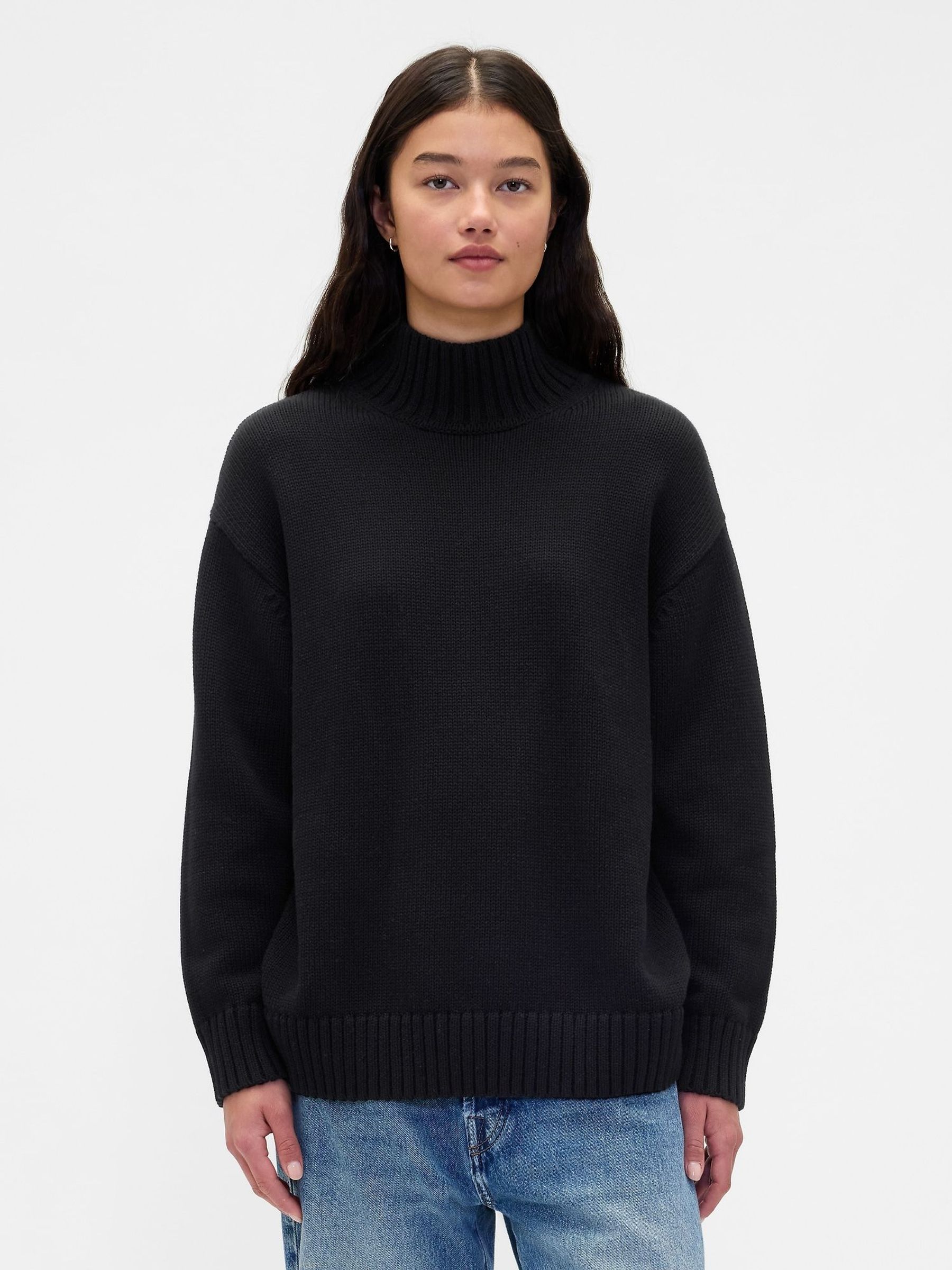 Black Oversized Mock Neck Jumper (V24900) | £45