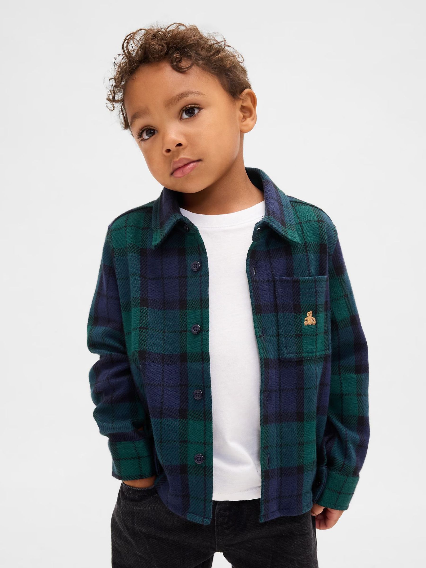 Green/Navy check Knit Jersey Check Shirt (V24914) | £20