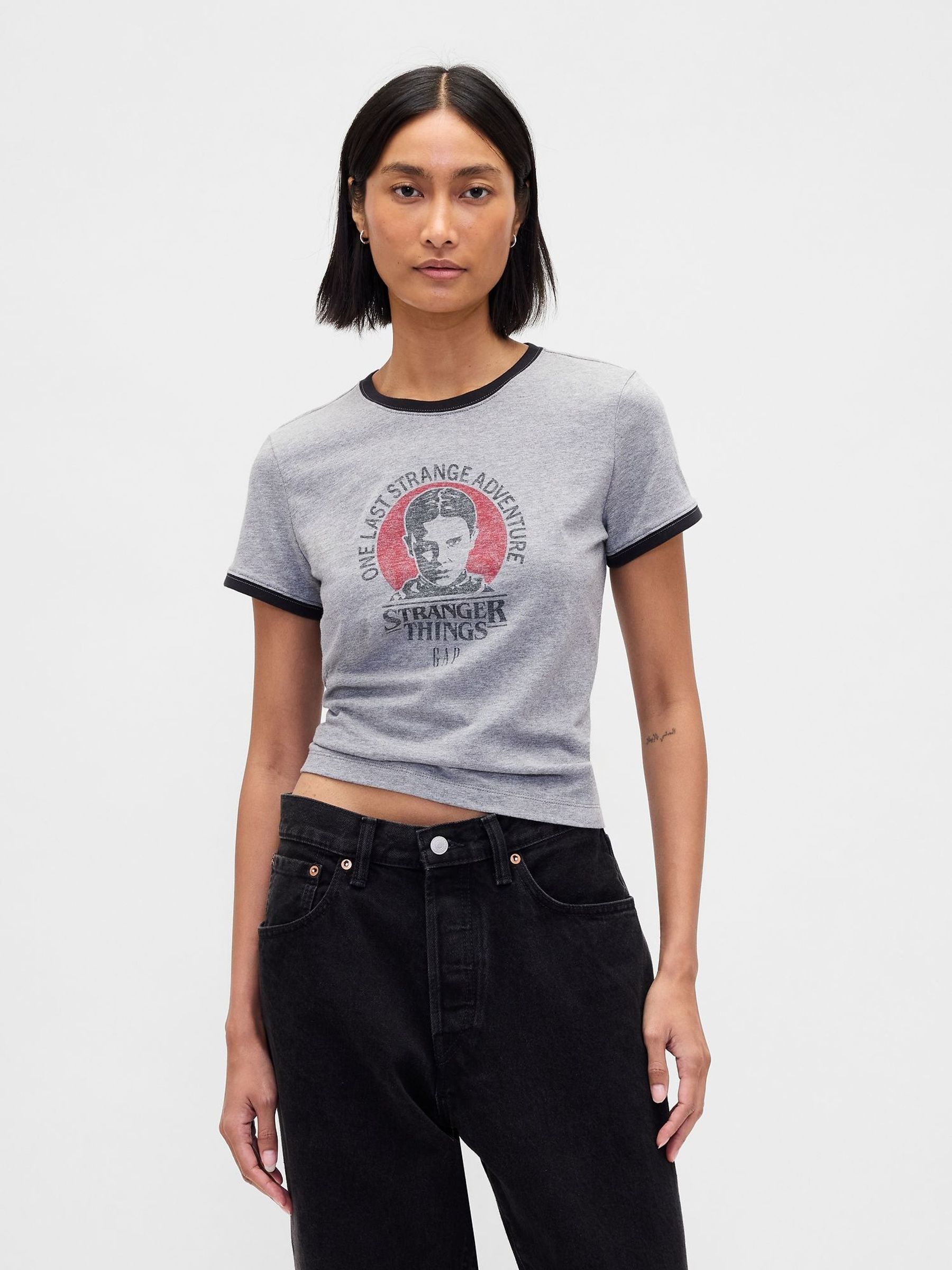 Grey Stranger Things VintageSoft Crop T-Shirt (V24915) | £40