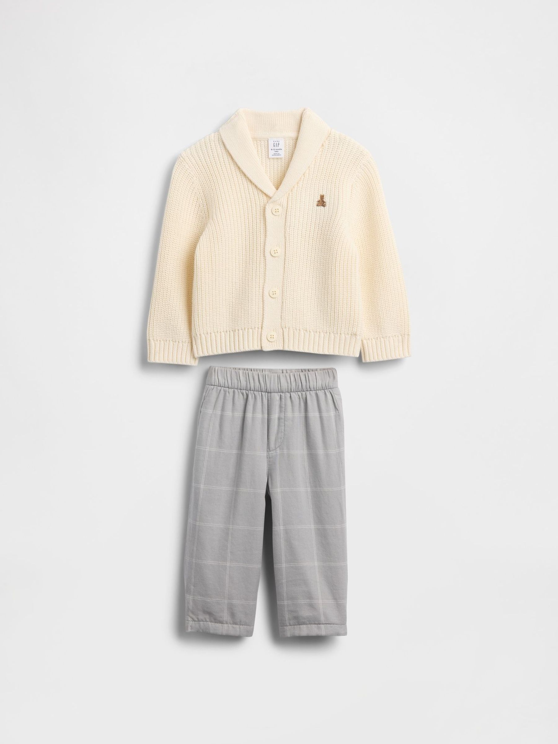Cream Shawl Cardigan Outfit Set (V24920) | £55