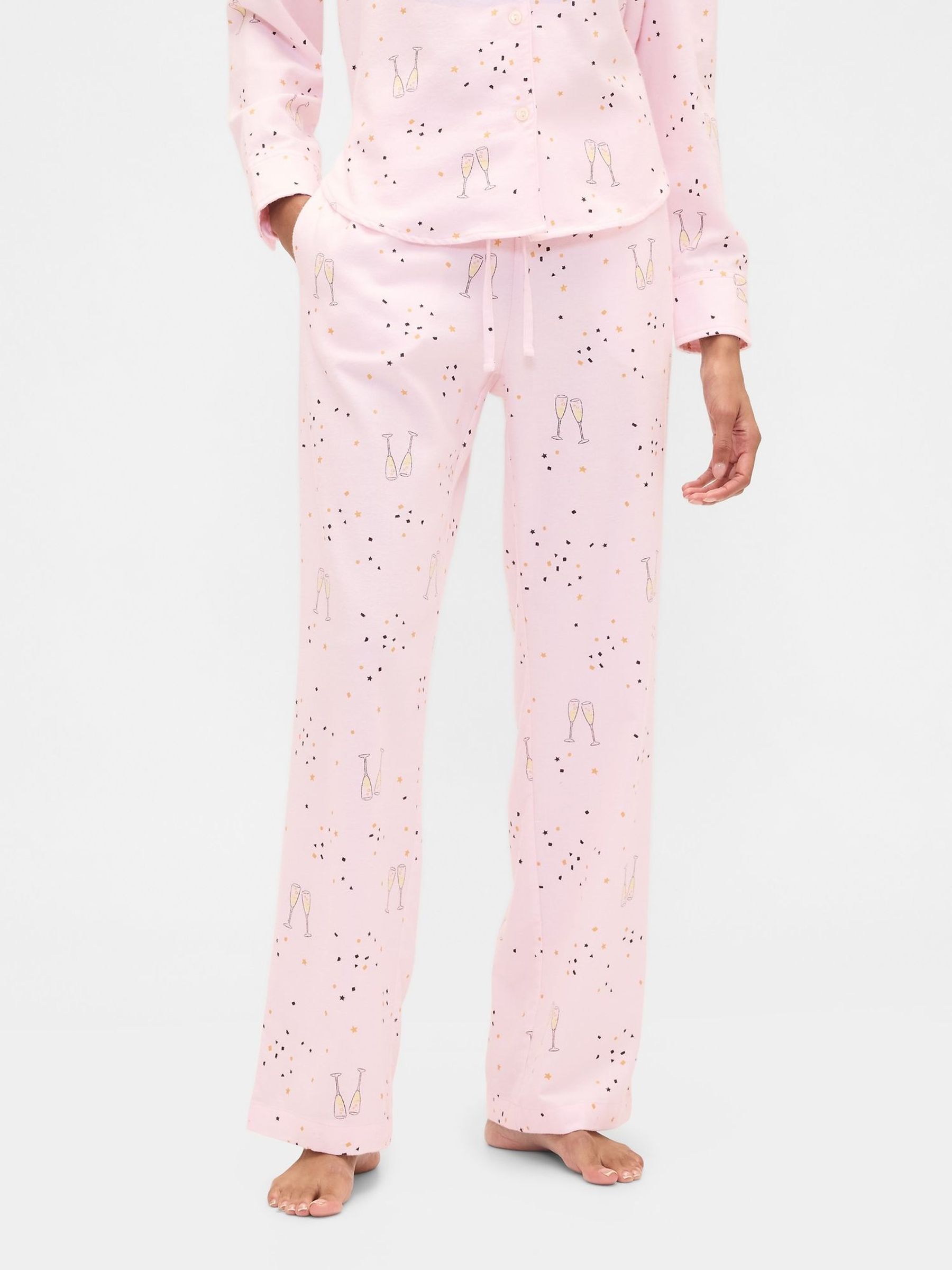 Pink Flannel Pull On Pyjama Bottoms (V24932) | £25