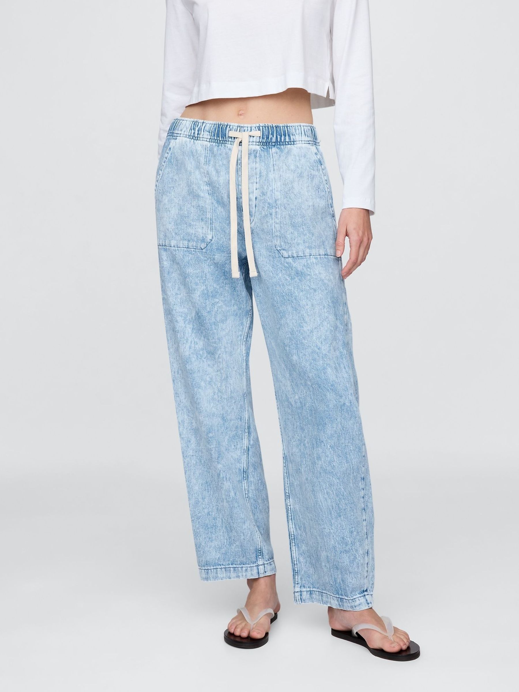 Blue High Waisted Easy Barrel Jeans (V24949) | £50