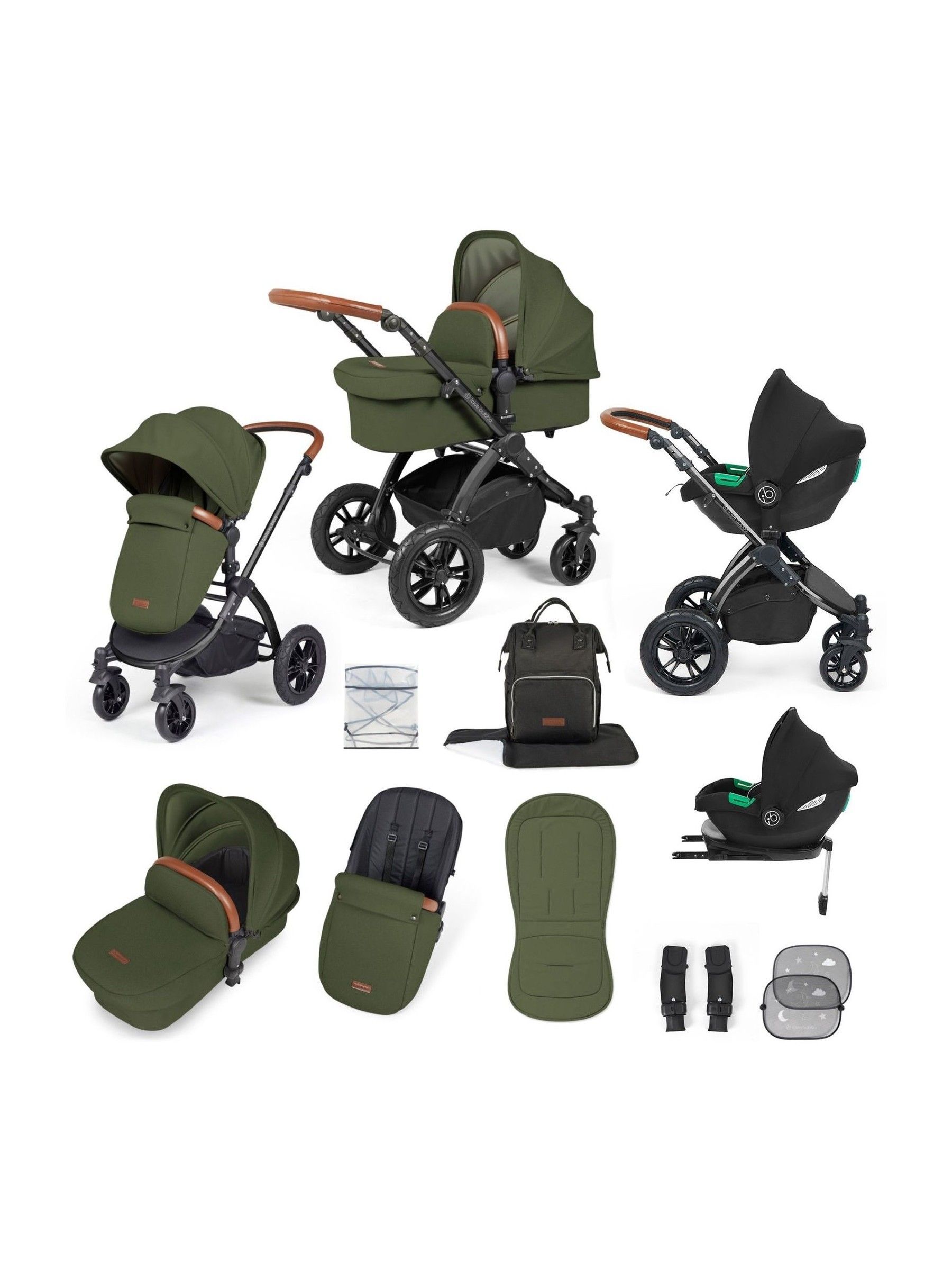 Ickle Bubba 12 Piece Woodland Stomp Luxe Travel System with iSize Cirrus Car Seat (V25516) | £600
