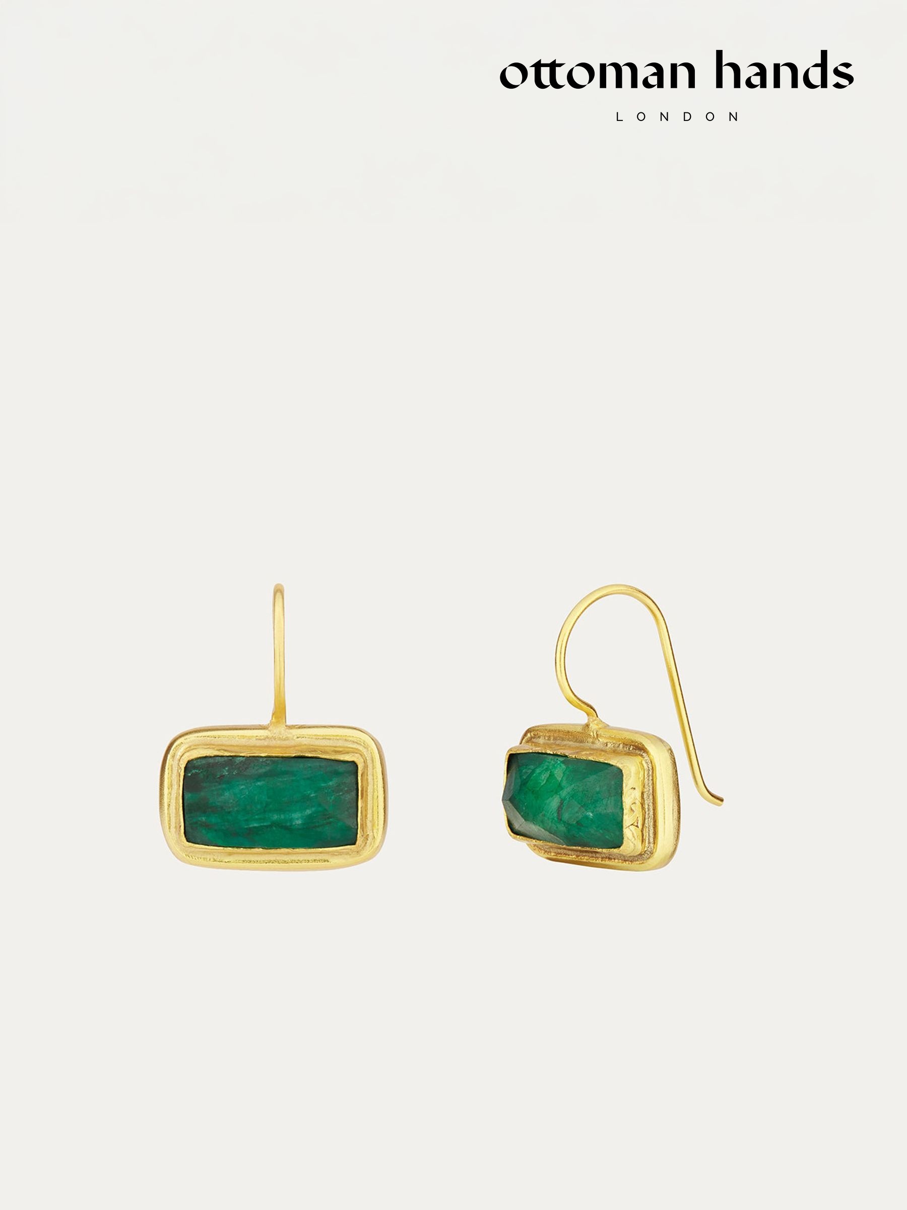 Ottoman Hands Noa Gold Tone Emerald Drop Earrings (V26779) | £99