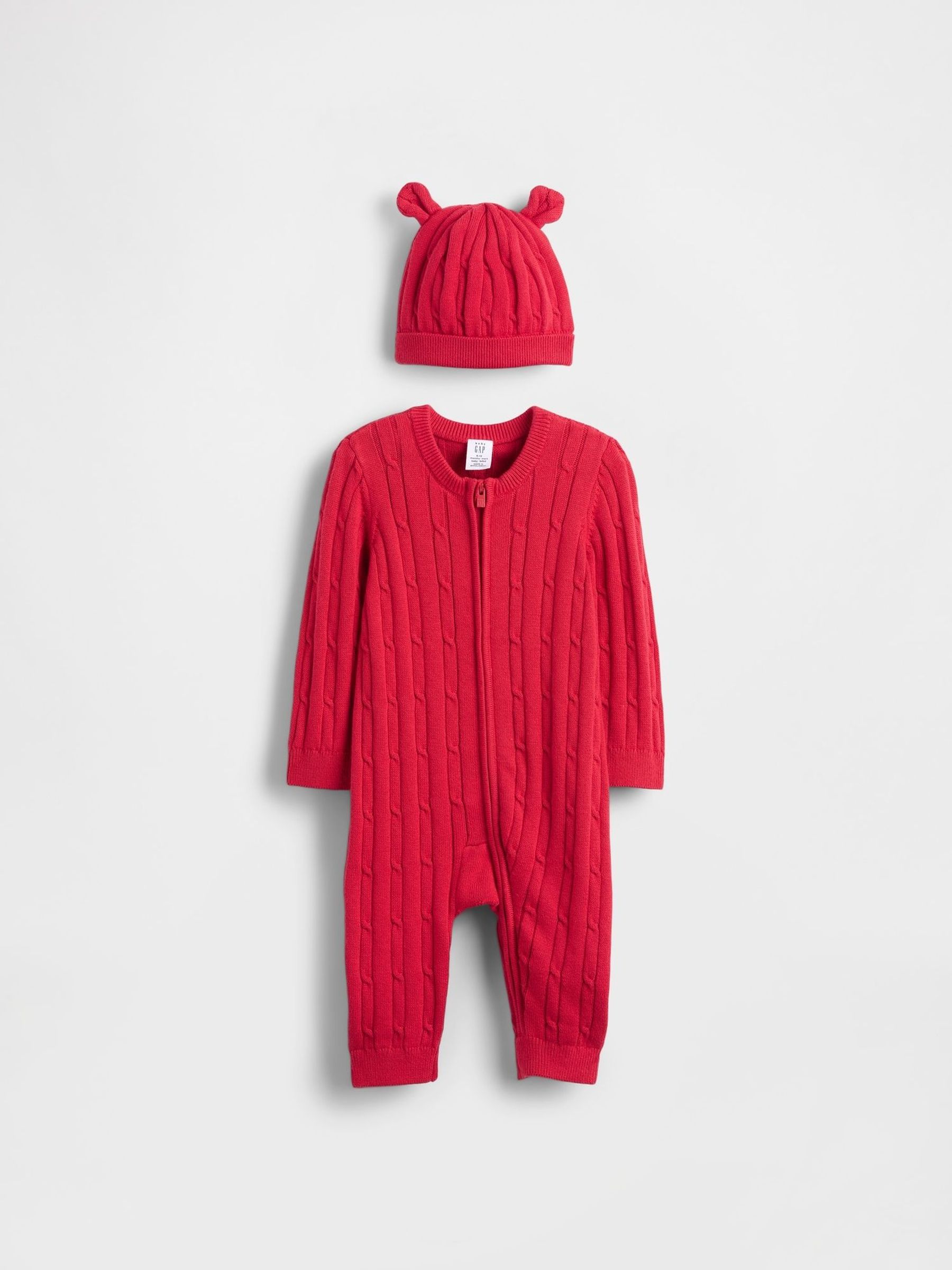 Red Cable-Knit One-Piece Outfit Sleepsuit Set (V27871) | £40