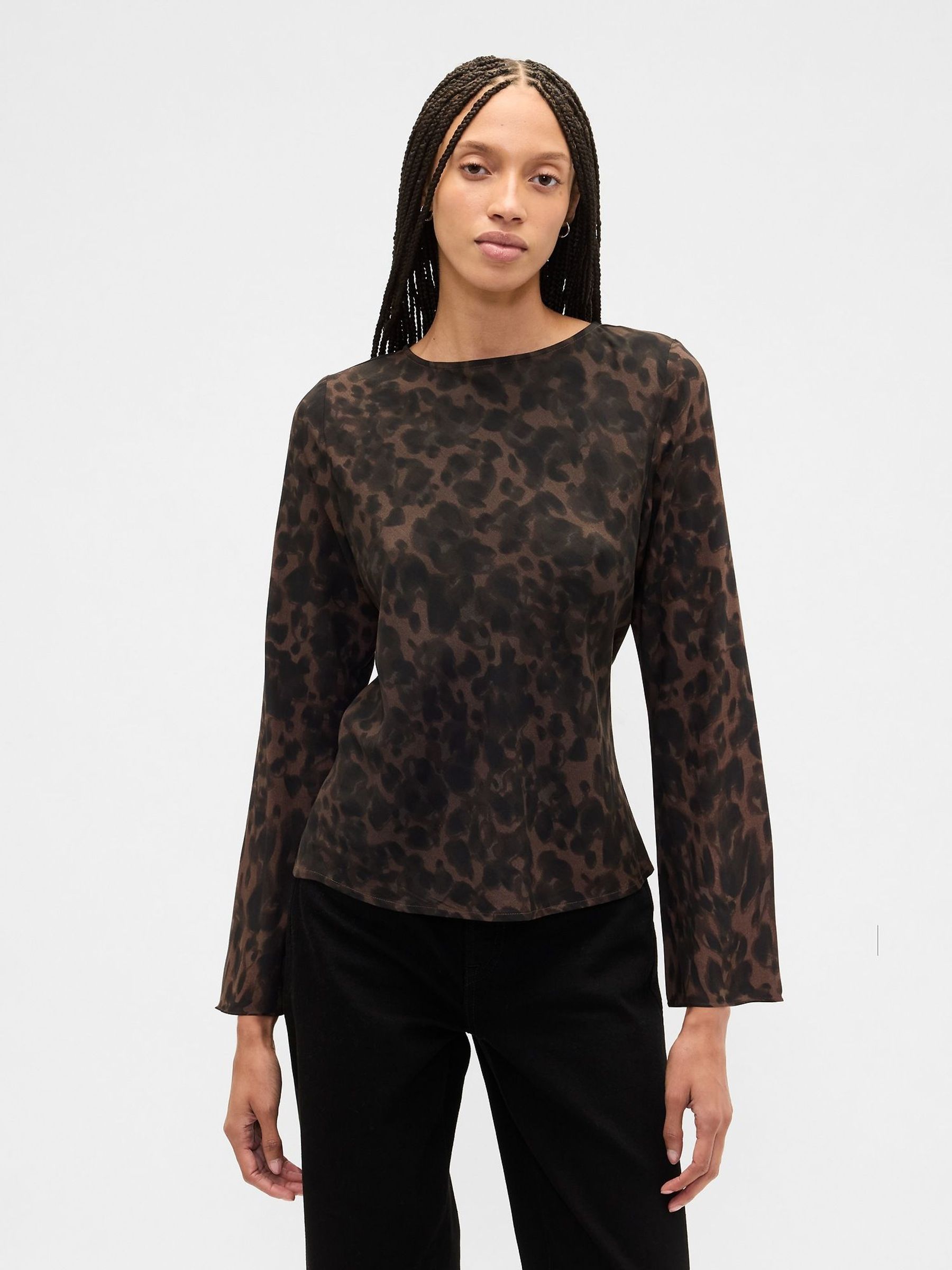Animal Bell Sleeve Boatneck Top (V27876) | £35
