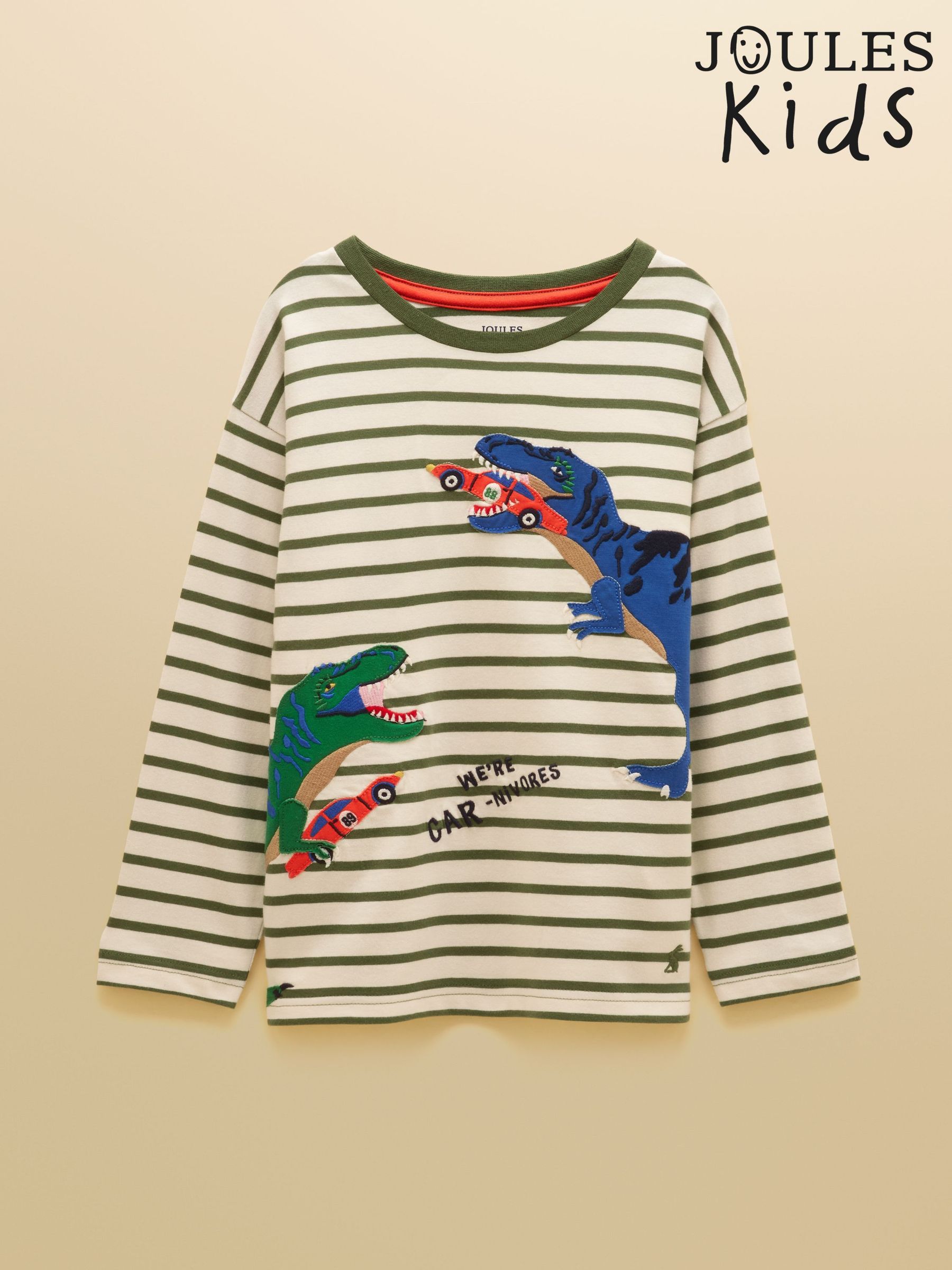 Green Dino - Long Sleeve Applique Graphic T-shirt