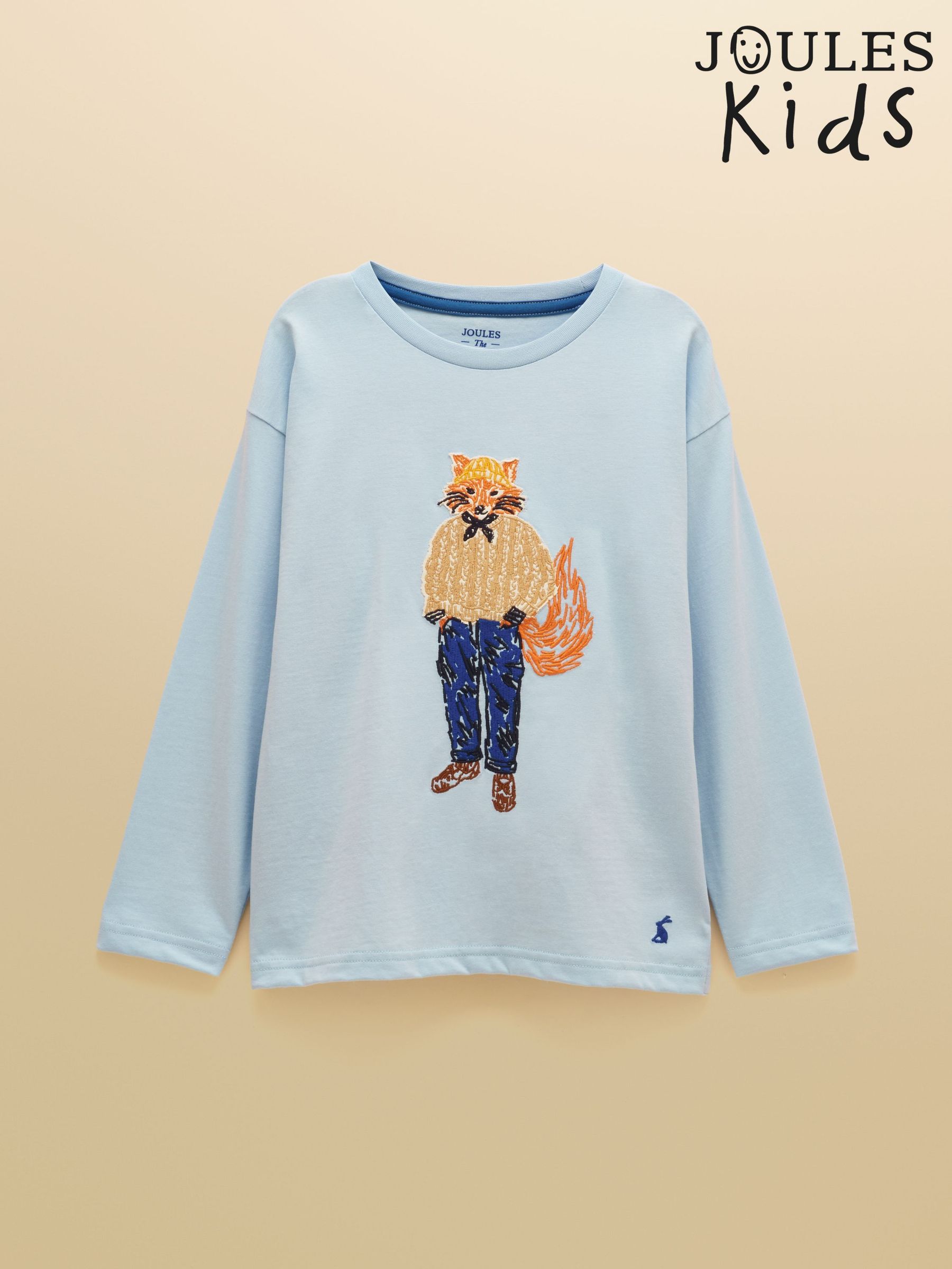 Blue Jonty - Long Sleeve Applique Graphic T-shirt