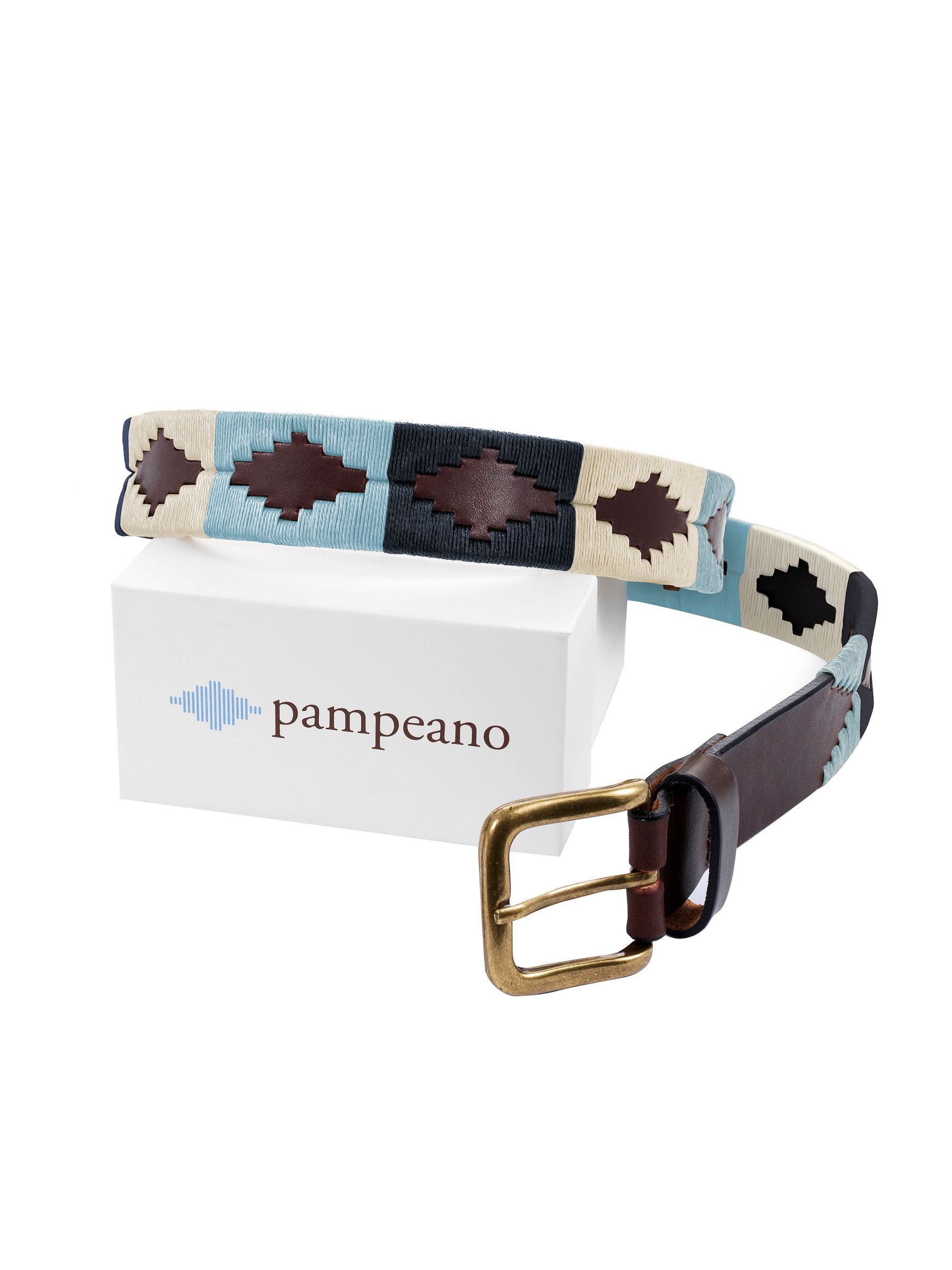 Blue & White Multi Pampeano Dulce Leather Polo Belt (V28782) | £85