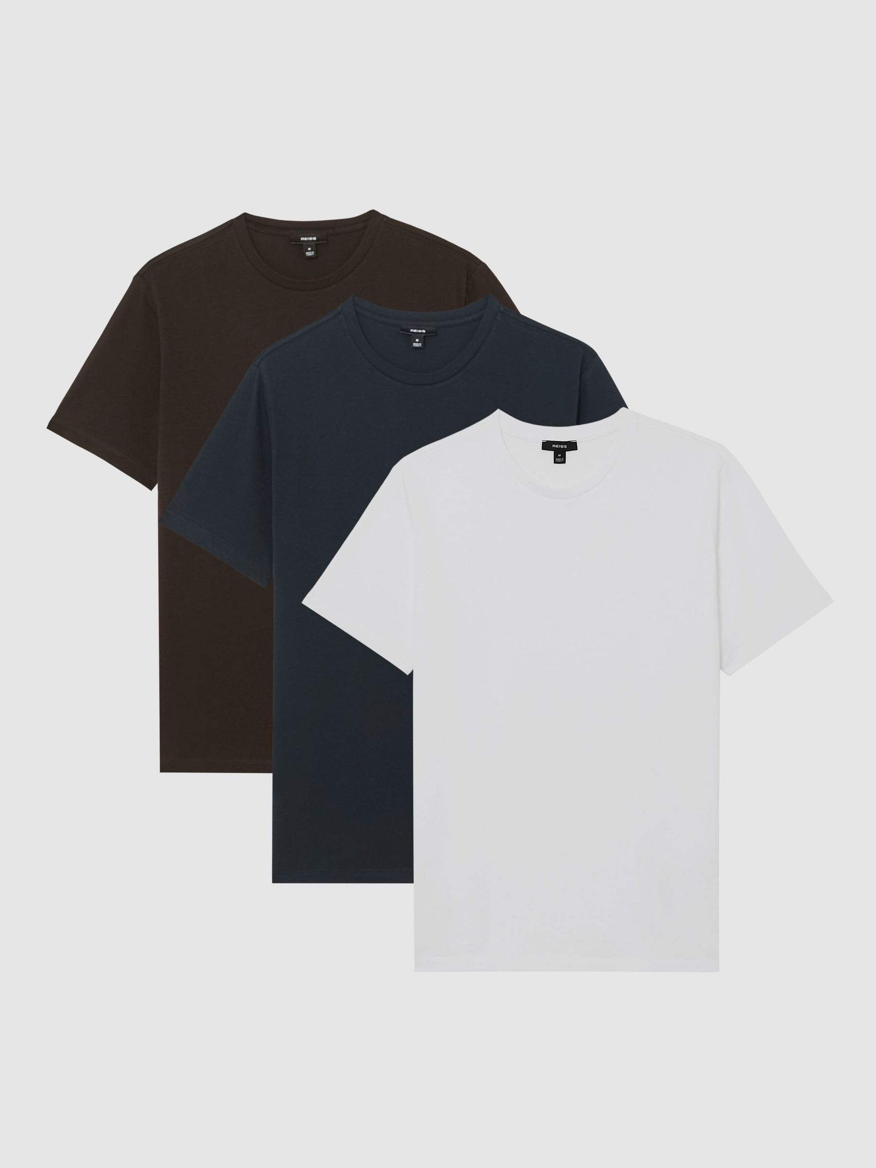T-Shirt 3 Pack in White/Navy/Coco Brown (V29037) | £78
