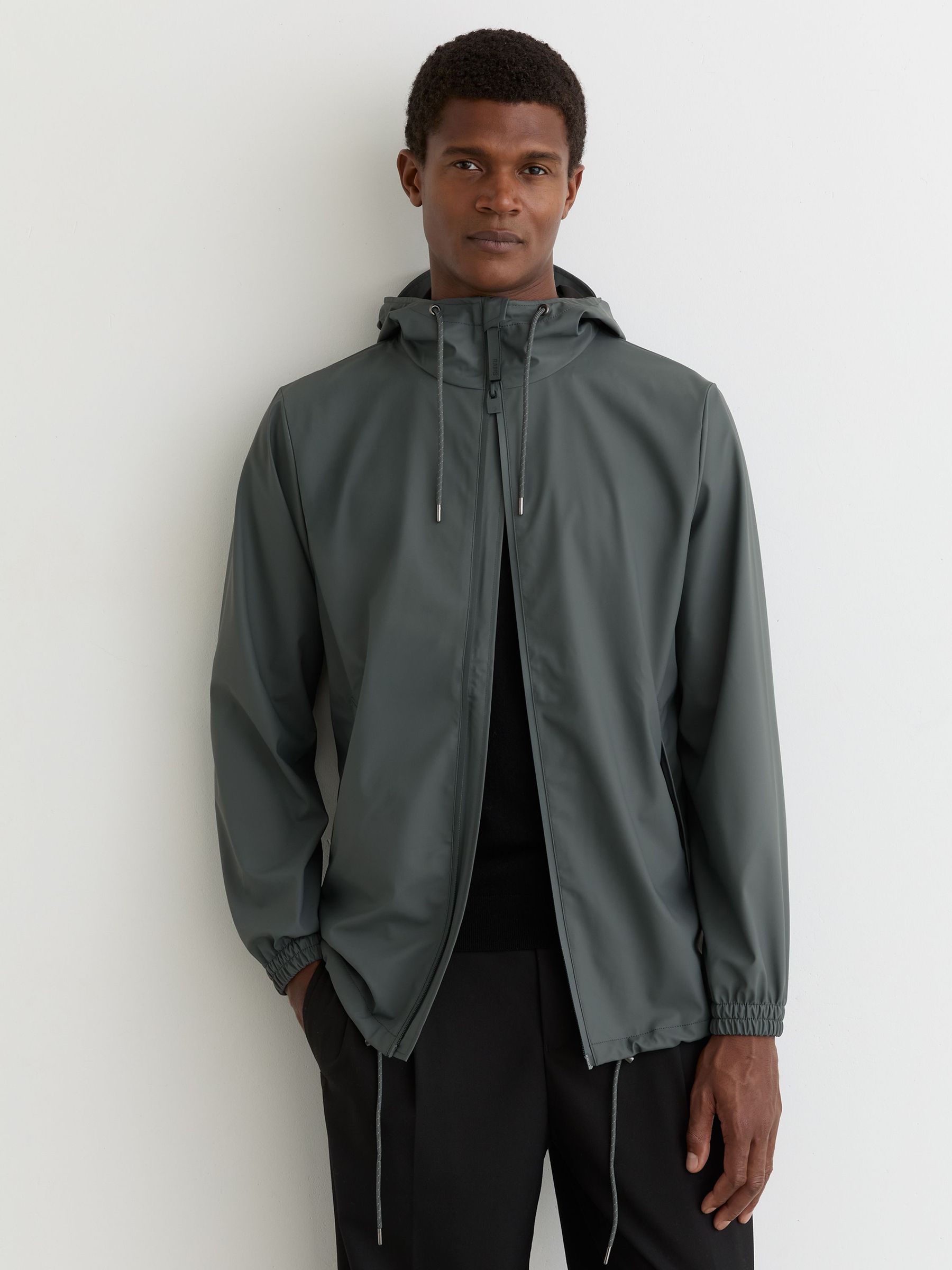 Rains Waterproof Hooded Raincoat in Lagoon (V32080) | £100