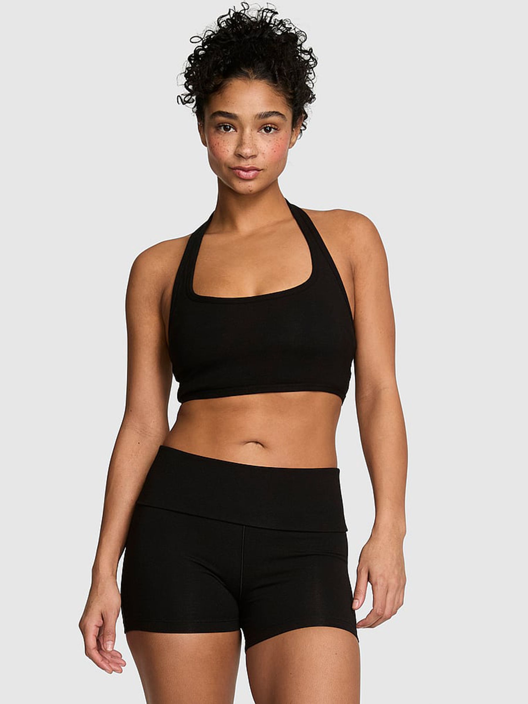 Black - Cotton Foldover Shorts
