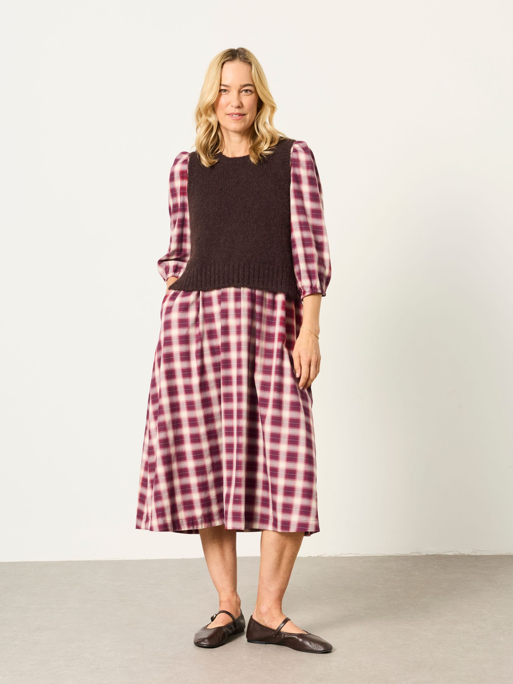 Red Check - 2in1 Midi Dress