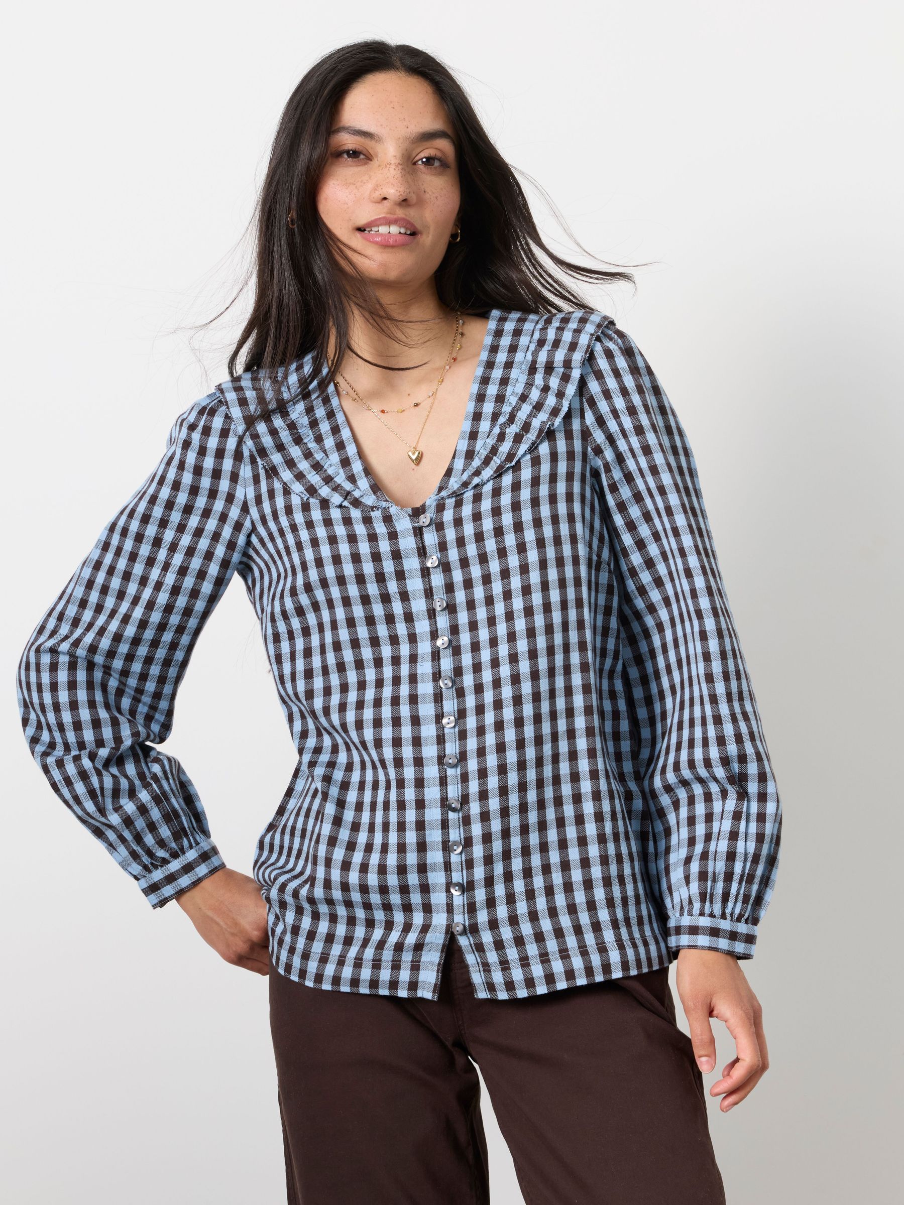 Blue - Gingham Blouse