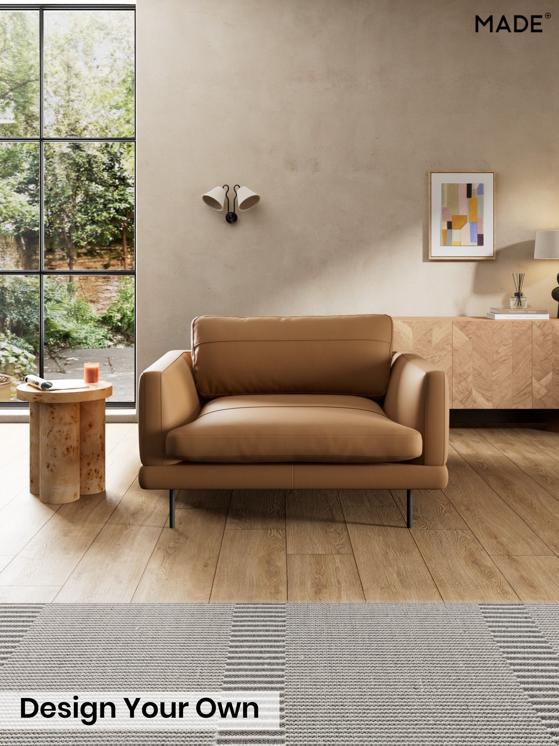 Soft Grain Leather/Tan Brown - Lugani Leather By Made