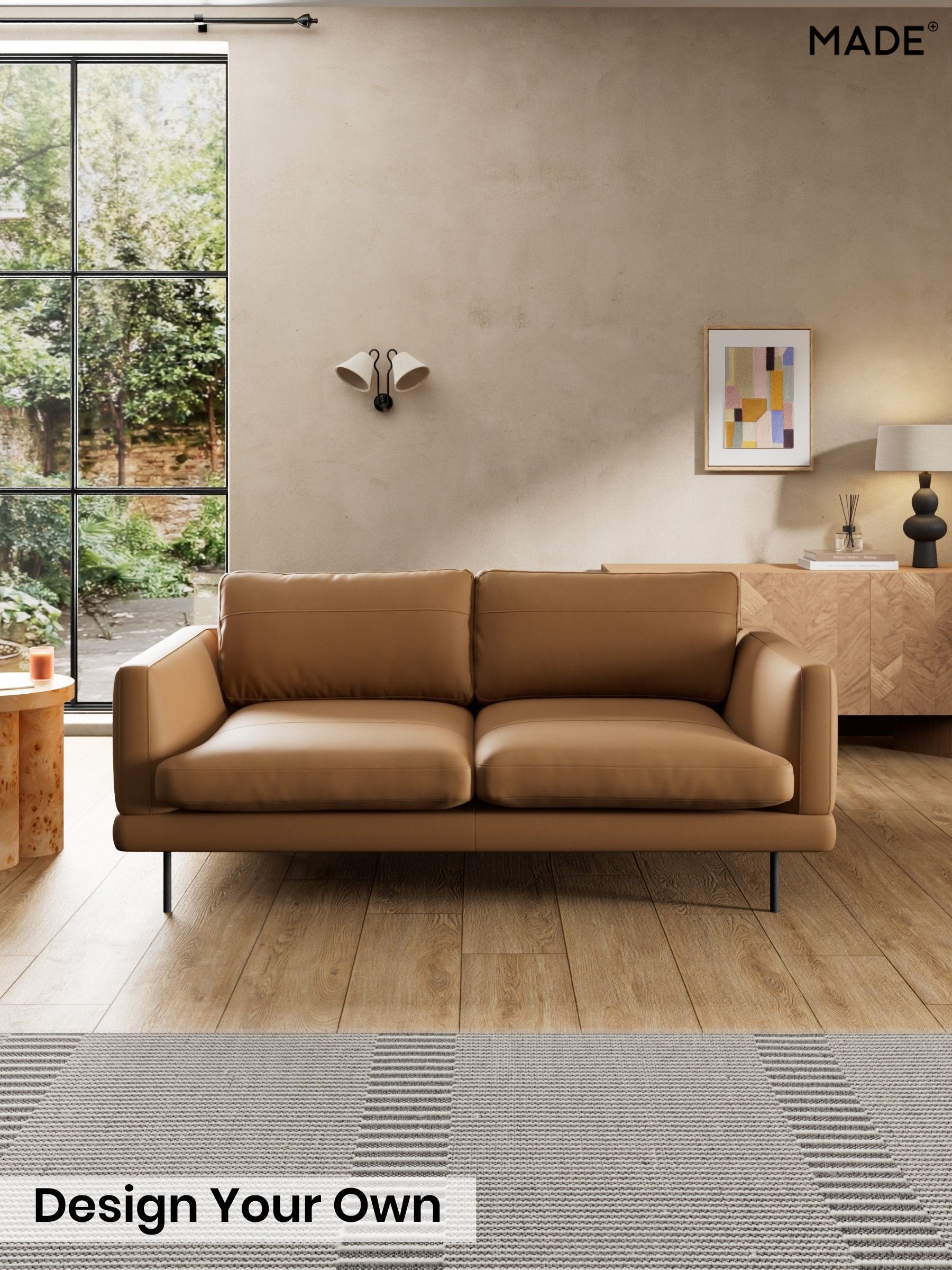 Soft Grain Leather/Tan Brown - Lugani Leather By Made