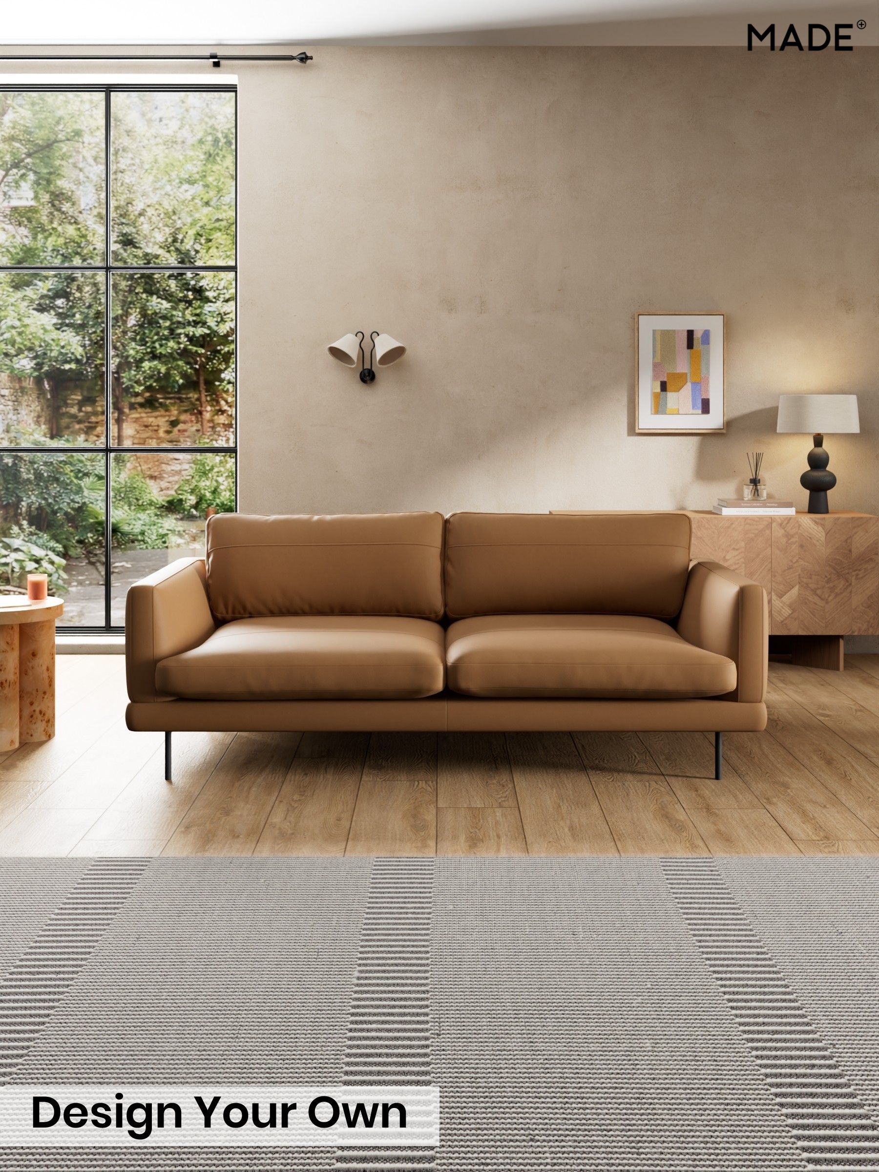 Soft Grain Leather/Tan Brown - Lugani Leather By Made