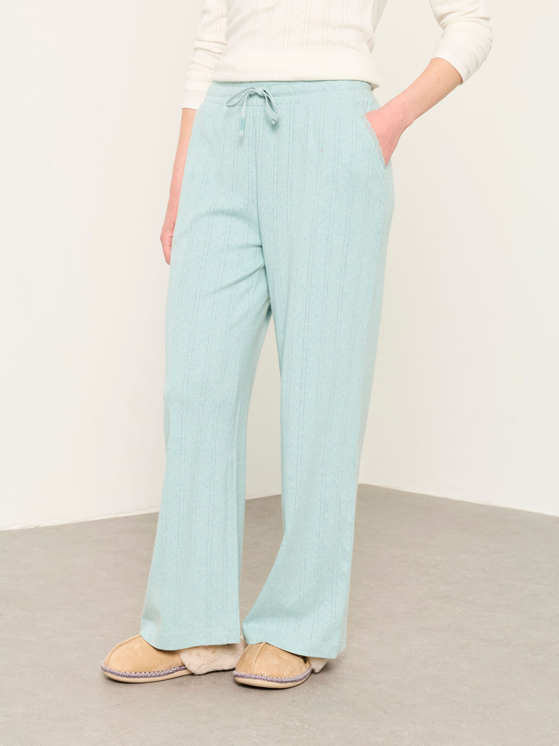 Light Green - Pointelle Wide Leg Trousers