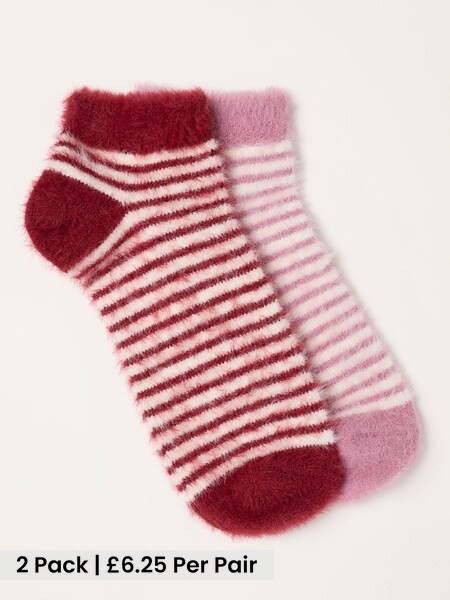 Pink/Red - Fluffy Stripe Socks